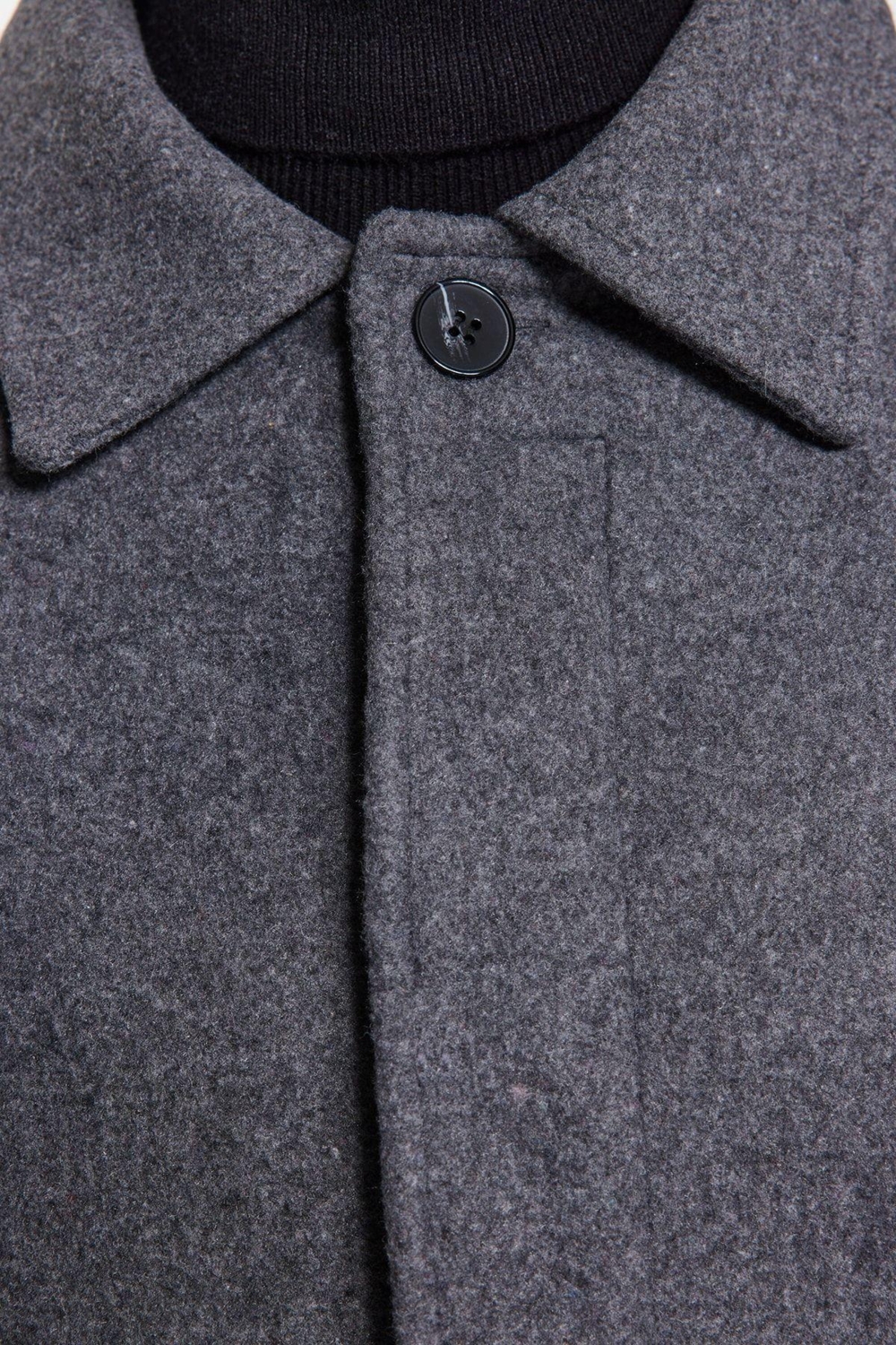 Tasarım Düz Astarsız Yaka Uzun Regular Gömlek Unisex Regular Fit Yün Karışımlı Kaşe Kışlık Kaban