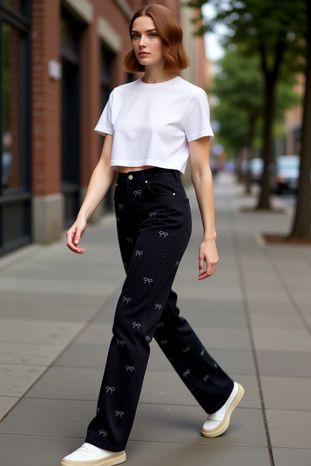 Kadın Fiyonk Nakışlı Wide Leg Jean Pantolon Fonksiyonel Dayanıklı Kaliteli Konforlu Modern