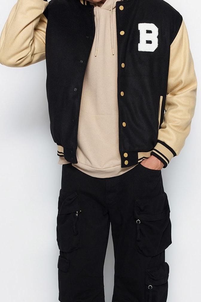 Tasarım Düz Astarlı Yaka Standart Regular Bomber Unisex Regular Fit Bomber Yaka Kolej Kışlık Mont