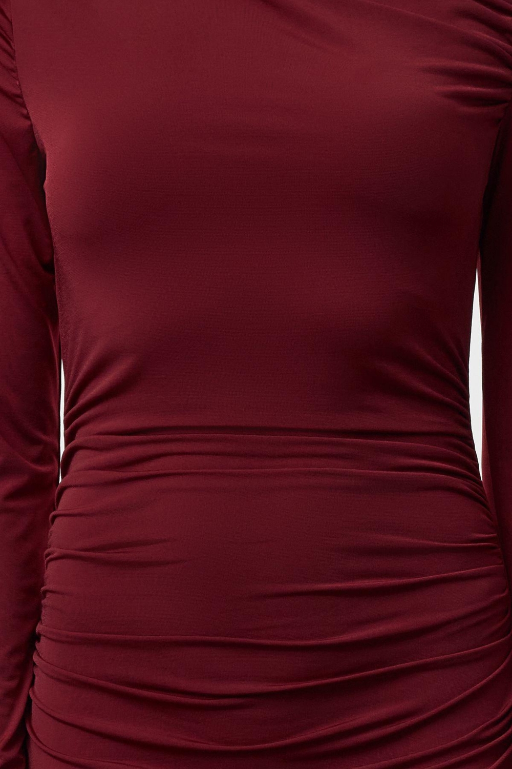 Kadın Lacivert Uzun Kollu Dik Yaka Bodycon Maxi Elbise Büzgülü Esnek Şık Modern Örme Tasarım