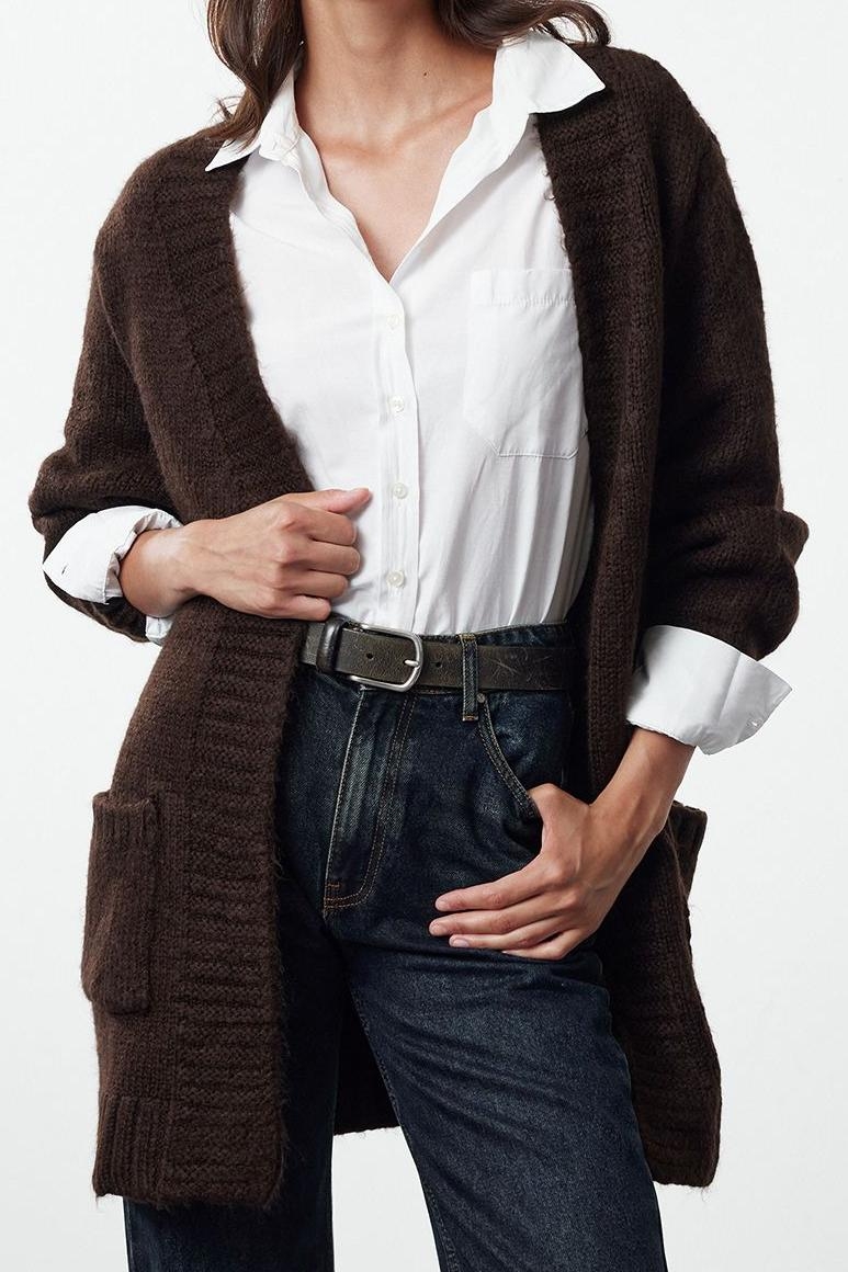 Kadın Modern Tarz Oversize V Yaka Regular Triko Hırka