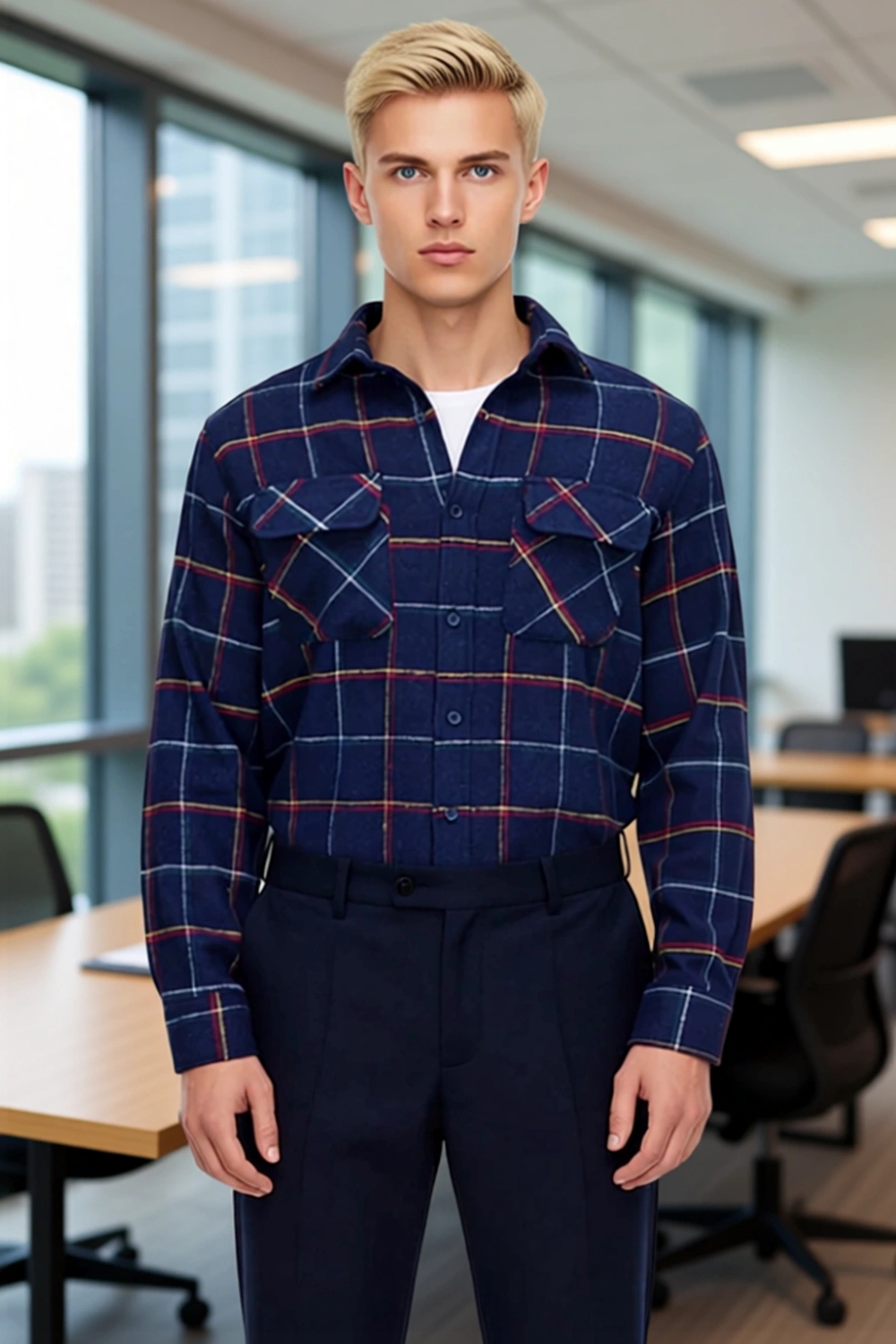 Erkek Kışlık Regular Fit Flanel Dokuma Uzun Kollu Kareli Gömlek Ceket Gün Boyu Konfor Sağlar