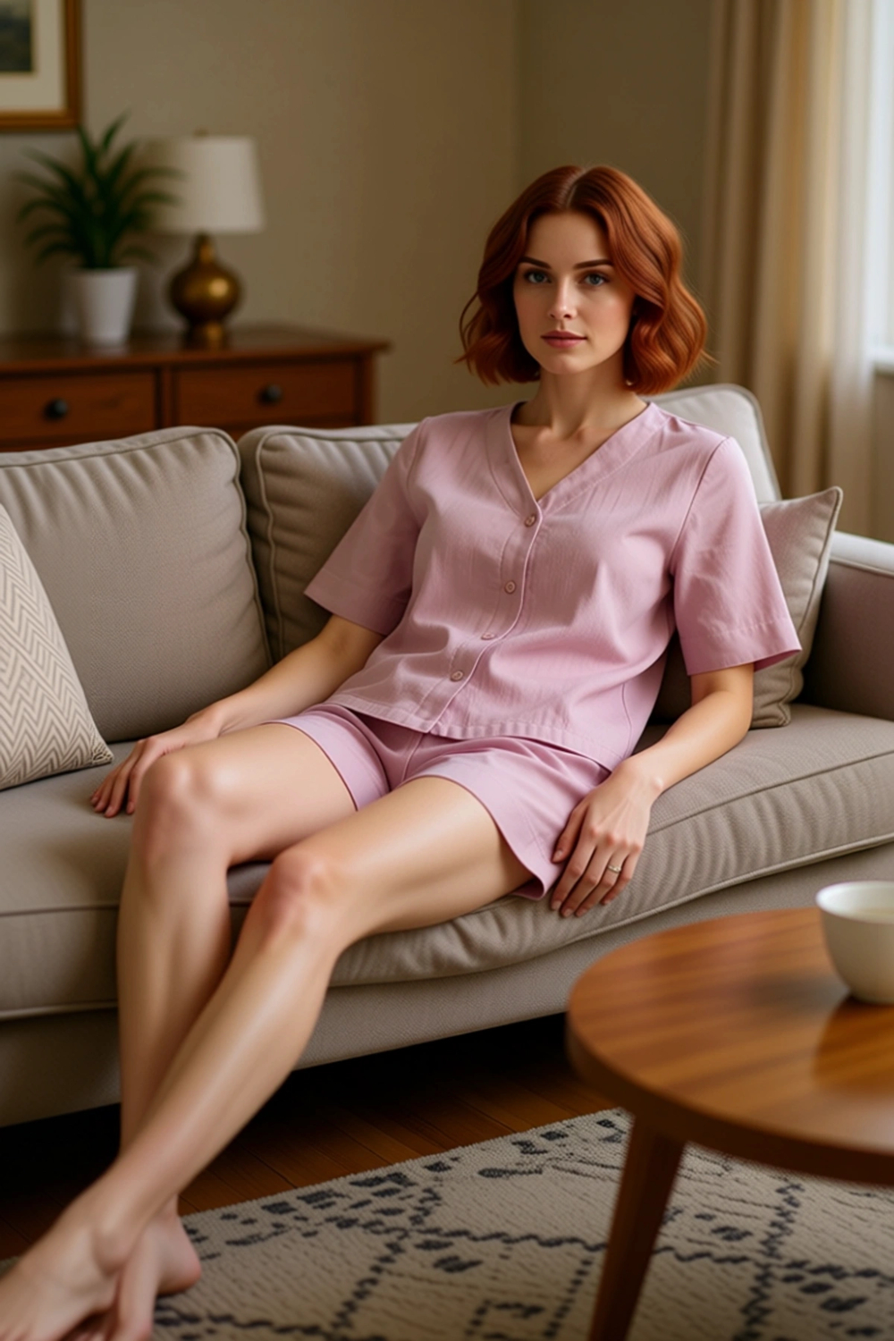 Kadın V Yaka Kısa Kollu Müslin Pijama Seti Fonksiyonel Dayanıklı Kaliteli Konforlu Estetik