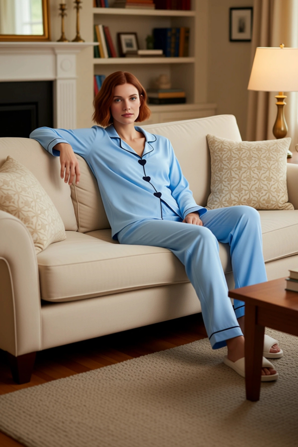 Kadın Kalp Detaylı Viskon Pijama Takımı Fonksiyonel Dayanıklı Kaliteli Konforlu Estetik Şık