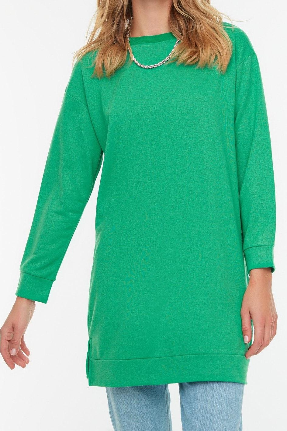 Tesettür Tarz Regular Bisiklet Yaka Düşük Kol Uzun 2li Paket Basic Örme Sweatshirt