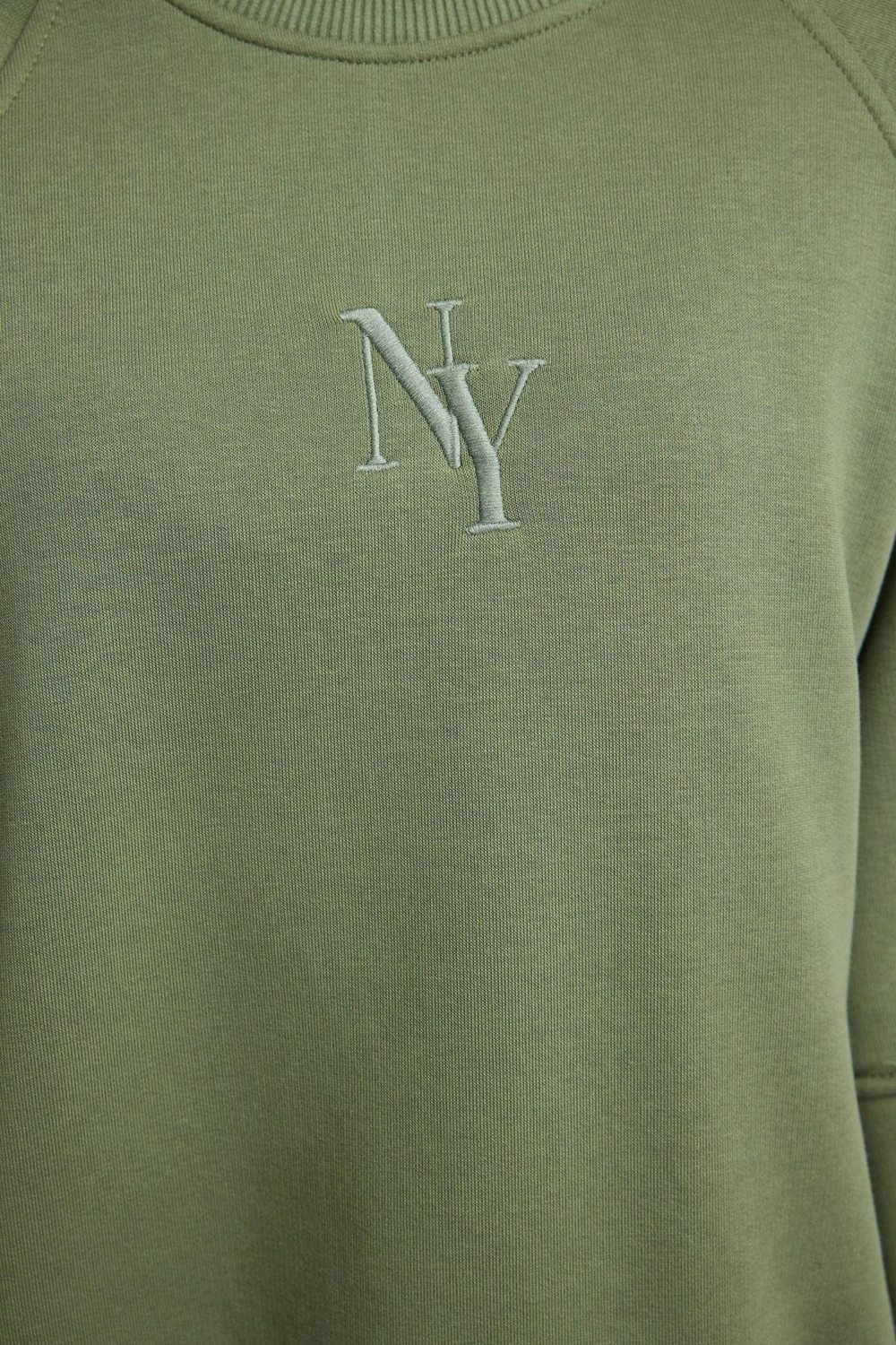 Tarz Regular Bisiklet Yaka Düşük Kol Crop Fit Nakışlı Kalın İçi Polarlı Örme Sweatshirt
