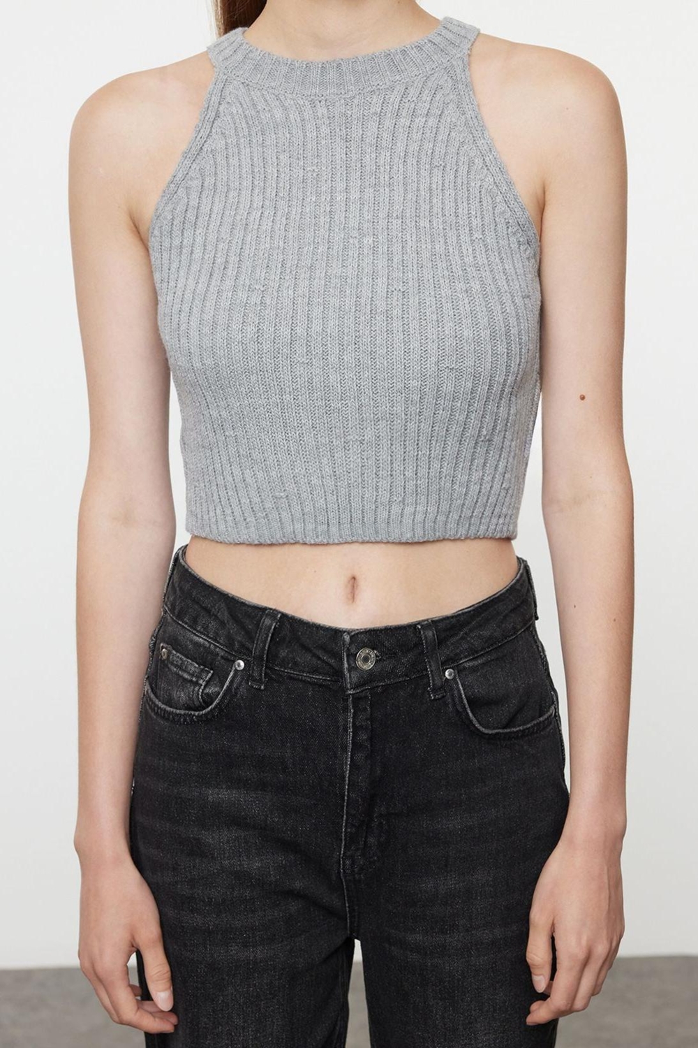 Kadın Modern Tarz Slim V Yaka Crop Triko Hırka