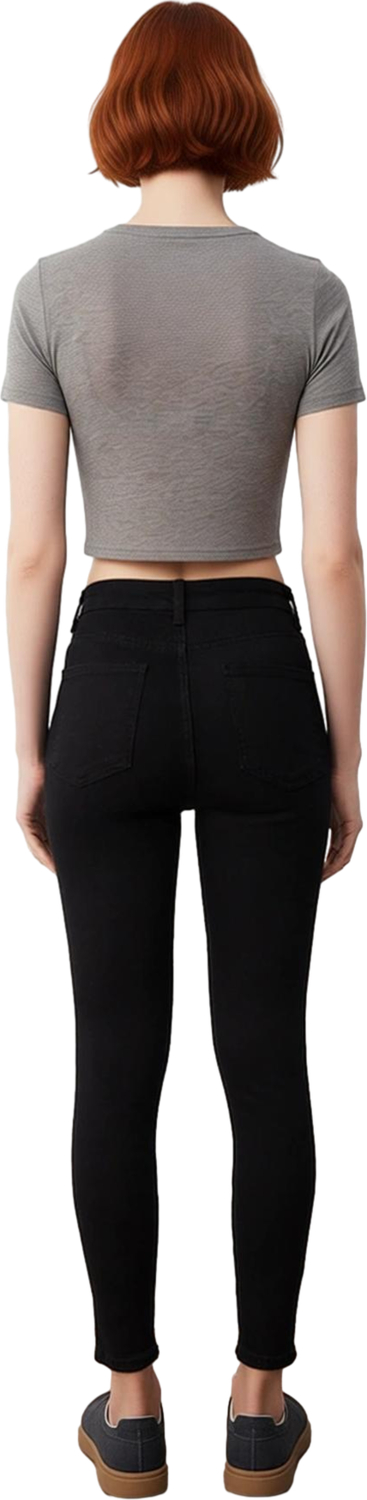 Kadın Yüksek Bel Düğmeli Esnek Skinny Jean Fonksiyonel Dayanıklı Kaliteli Konforlu Estetik