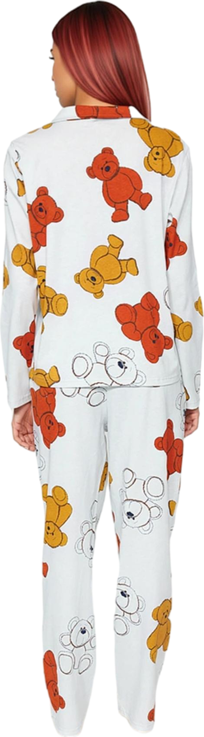 Kadın Ayıcık Baskılı Gömlek ve Pantolon Pijama Seti Fonksiyonel Dayanıklı Kaliteli Estetik