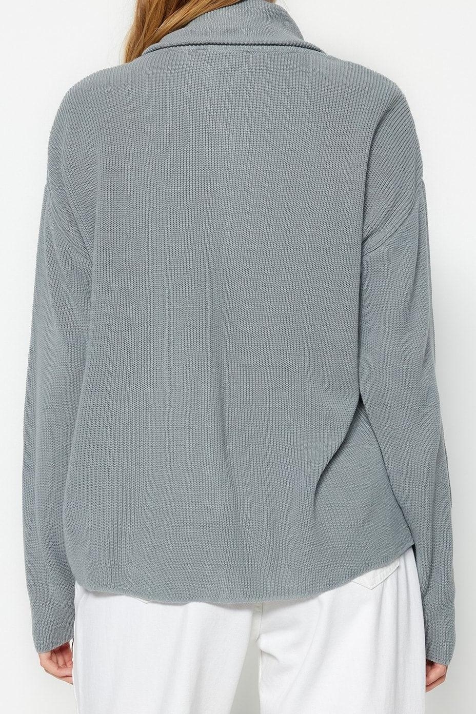 Kadın Modern Tarz Oversize Dik Yaka Regular Triko Hırka