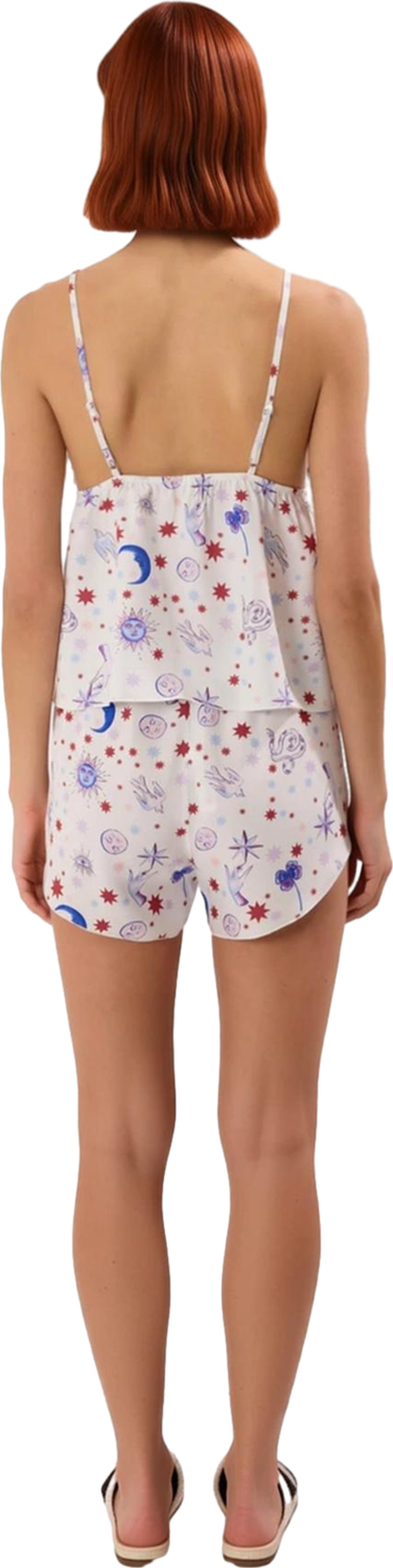 Kadın Galaksi Baskılı V Yaka İnce Askılı Pijama Şort Takımı Fonksiyonel Dayanıklı Kaliteli