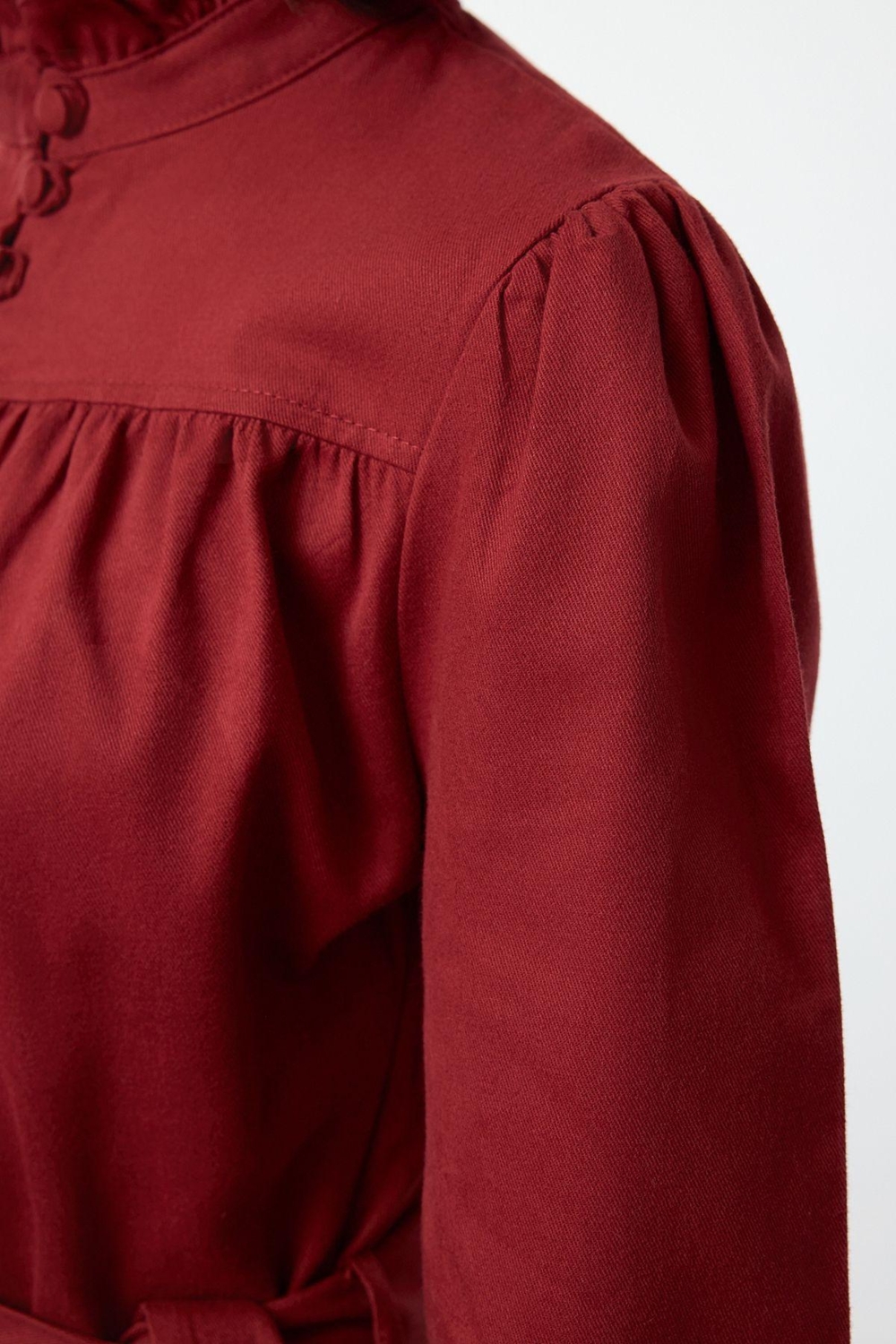 Moda Stil Regular Dik Yaka Mini Boy Dokuma Elbise