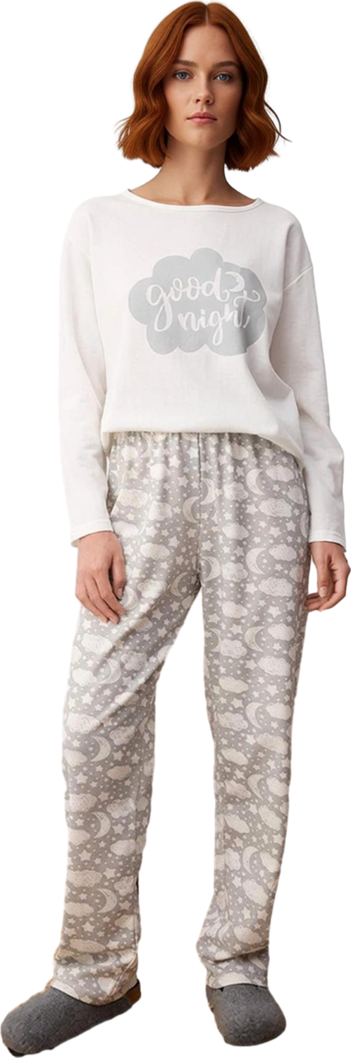Kadın Galaksi Desenli Uzun Kollu Pijama Takımı Fonksiyonel Dayanıklı Kaliteli Konforlu Şık