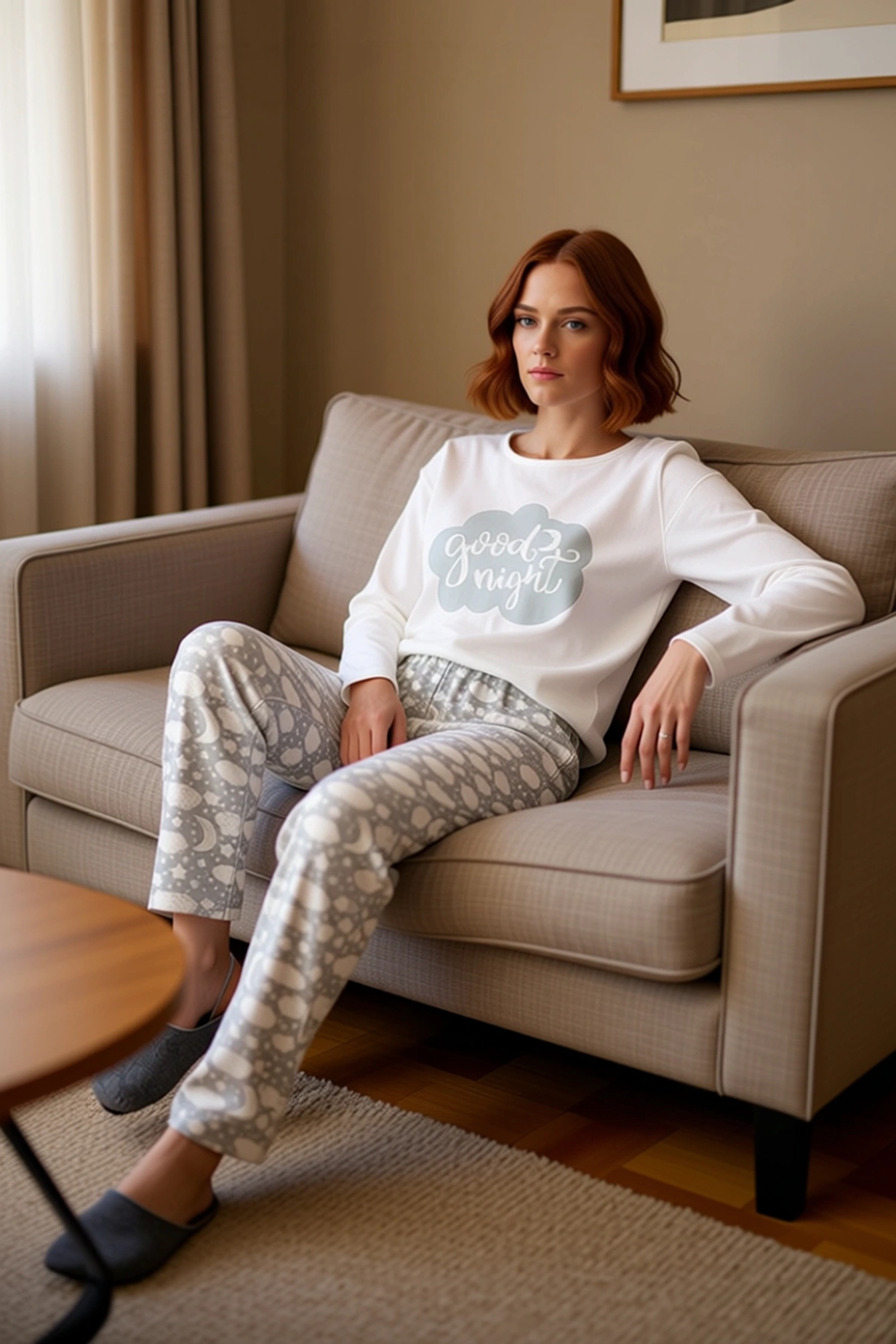 Kadın Galaksi Desenli Uzun Kollu Pijama Takımı Fonksiyonel Dayanıklı Kaliteli Konforlu Şık