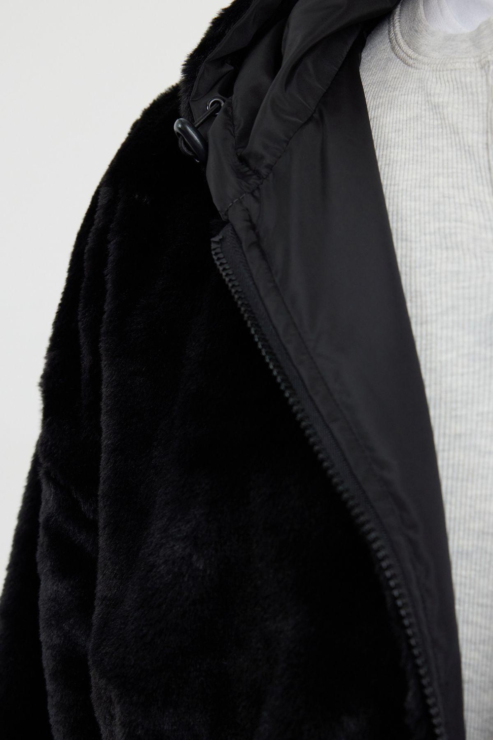 Tasarım Düz Astarlı Yaka Standart Relaxed Kapüşonlu Unisex İçi Peluşlu Giyilebilen Kapüşonlu Mont