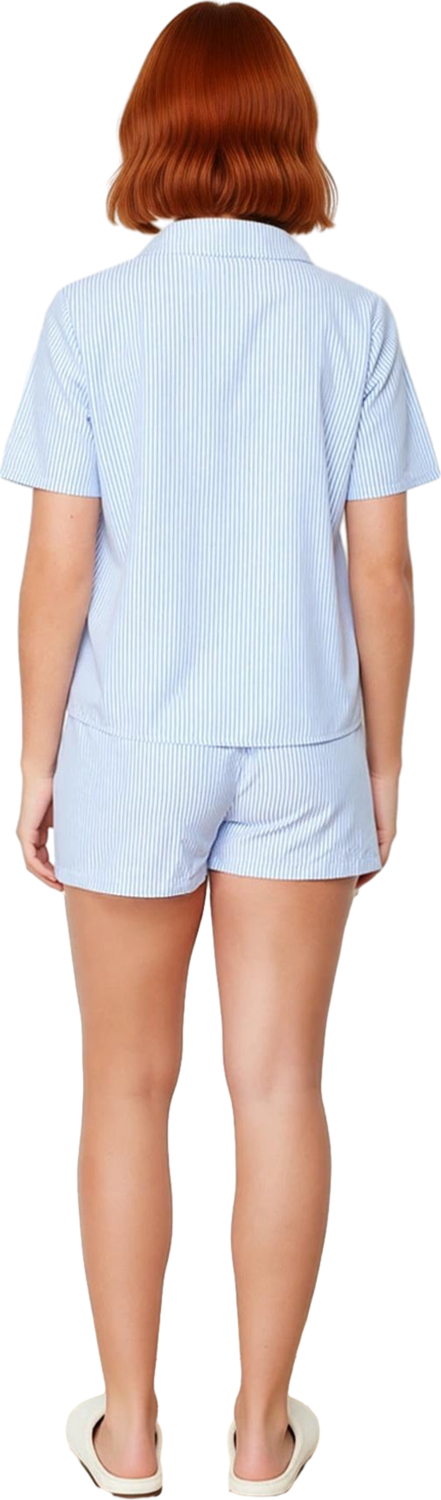 Kadın Çizgili Poplin Pijama Seti Fonksiyonel Dayanıklı Kaliteli Konforlu Estetik Premium Şık