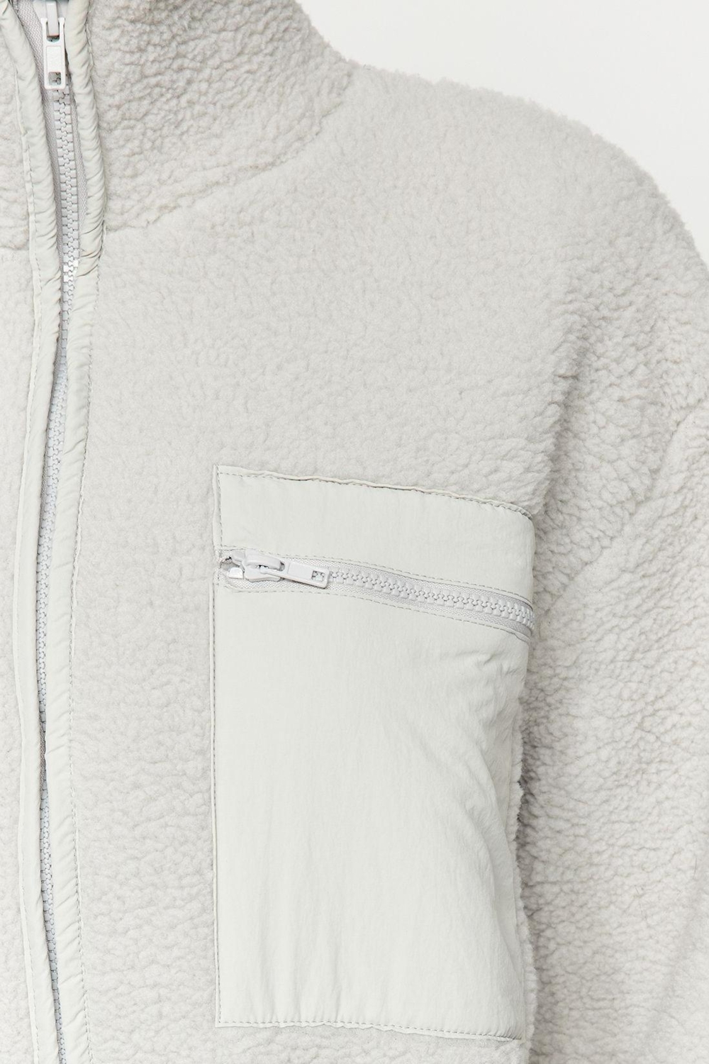 Tarz Oversize Dik Yaka Standart Kol Uzun Polar Fermuarlı Uzun Kol Cep Detaylı Örme Sweatshirt