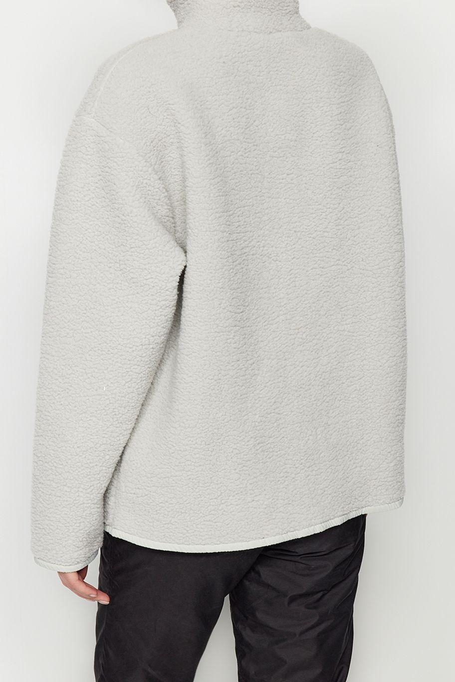 Tarz Oversize Dik Yaka Standart Kol Uzun Polar Fermuarlı Uzun Kol Cep Detaylı Örme Sweatshirt