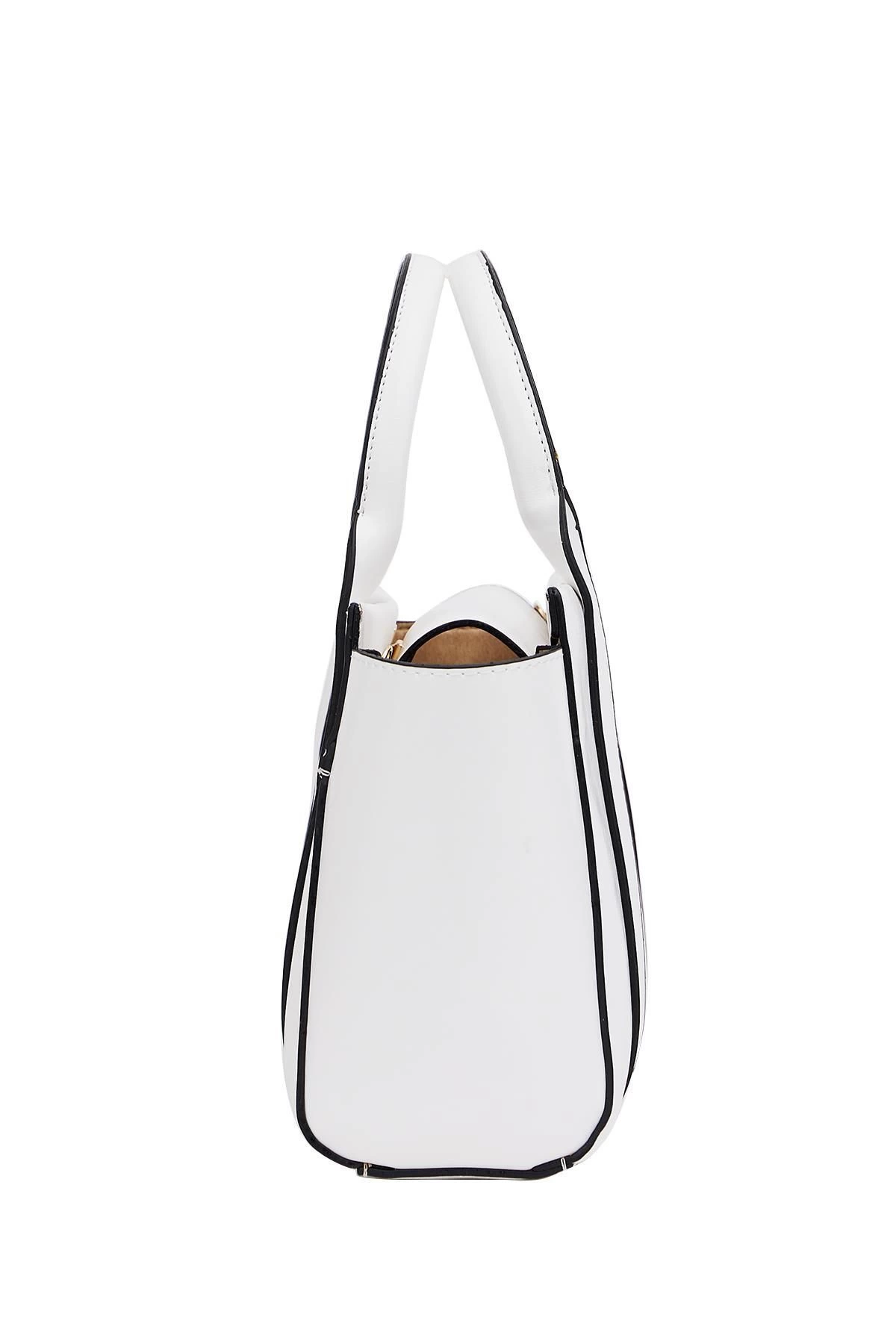Kadın Mini Tote Çanta El ve Omuz Kullanımına Uygun Modern Gold Tokalı Tasarım