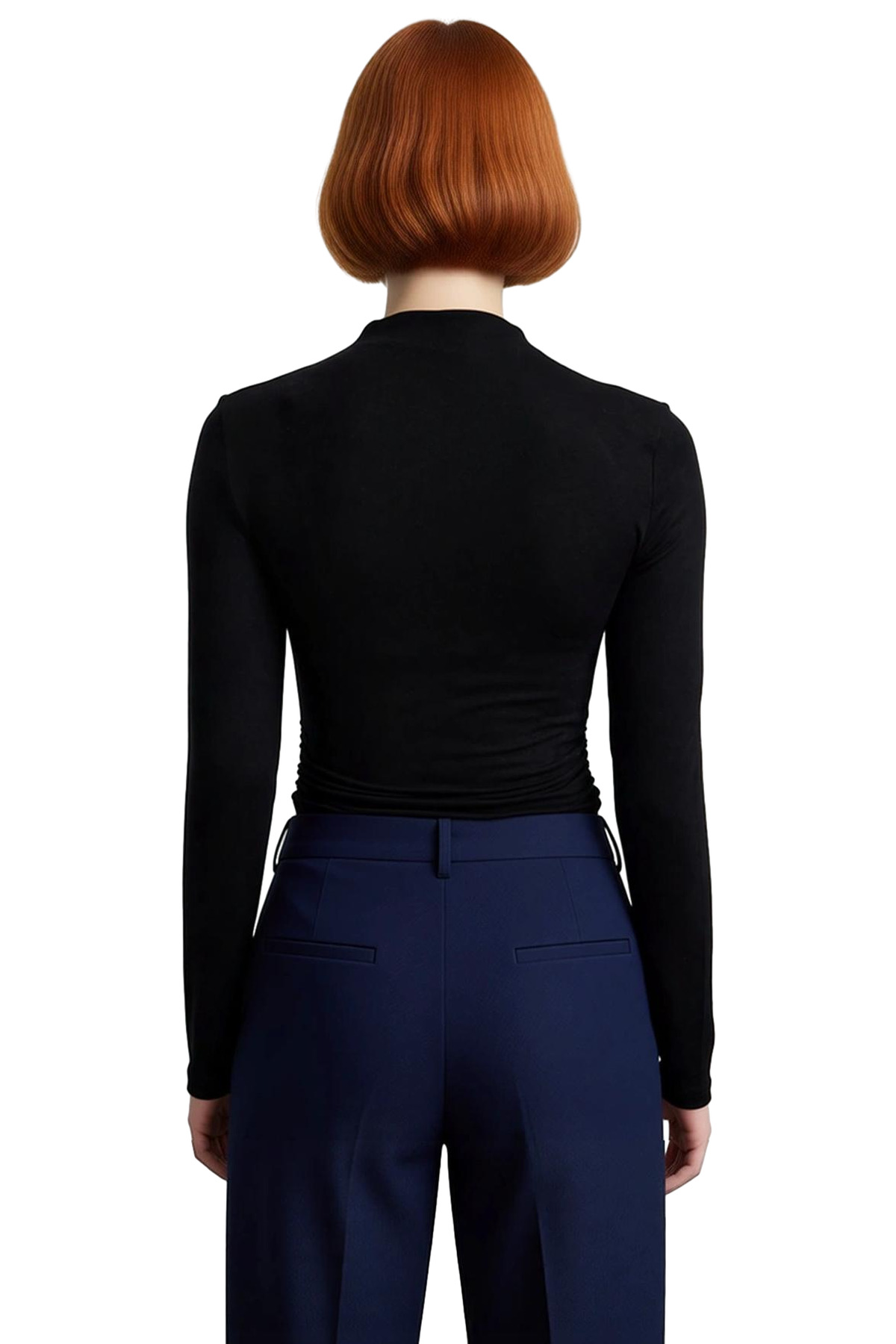 Kadın Fitted Dik Yaka Uzun Kollu Asimetrik Crop Bluz Cool & Comfort Koleksiyonuyla Kış
