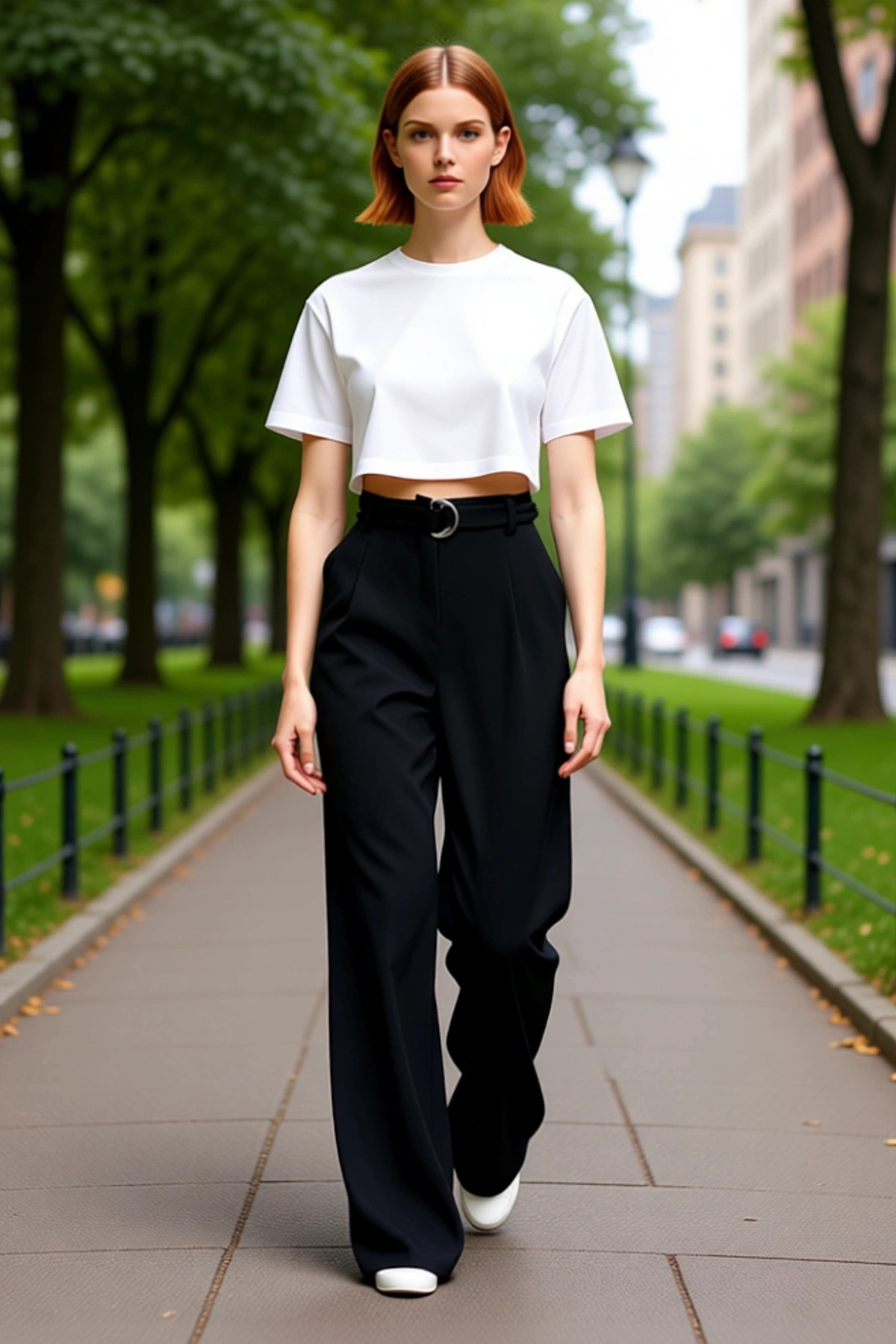Kadın Moda Geniş Paça Yüksek Bel Kemerli Pantolon Örme Kumaş Günlük Ve İş Stilleri Modern Tasarım