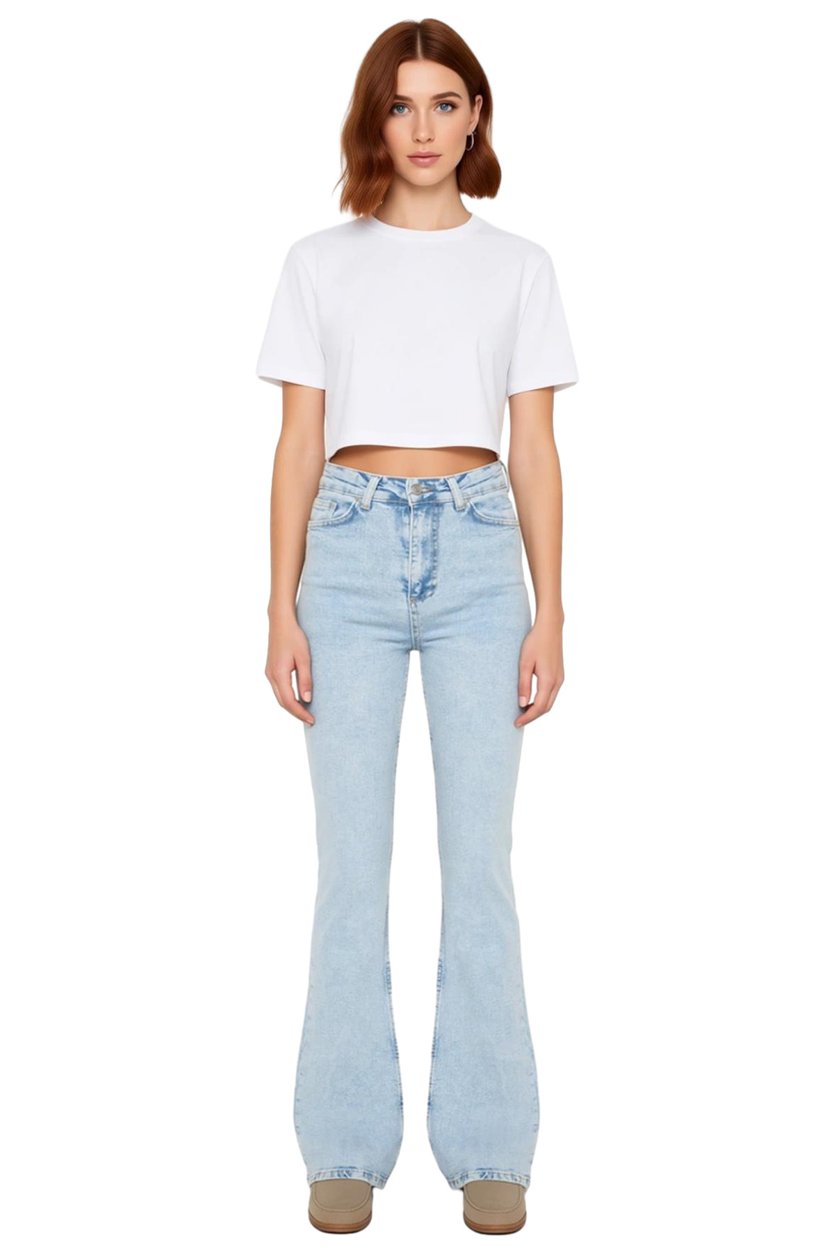 Kadın Moda Yüksek Bel Flare Jean Uzun Boy Günlük Stil Modern Tasarım Mevsimlik Kullanım