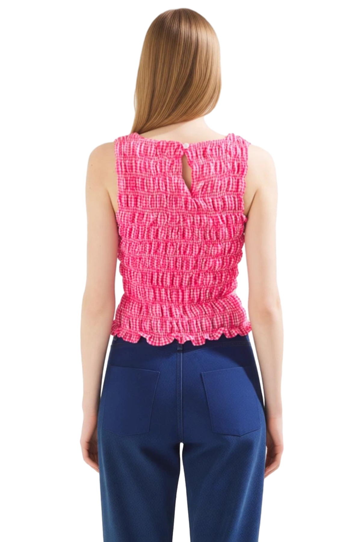 Fitted Gofre Dokuma Bluz Kolsuz Kayık Yaka Günlük Tarz Modern Stil Kullanım İçin