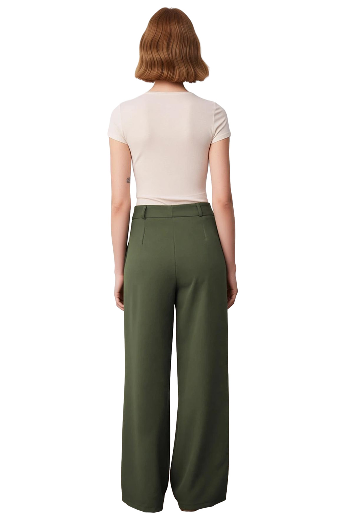 Kadın Moda Geniş Paça Dokuma Pantolon Yüksek Bel Casual Günlük Hafta Sonu Yazlık