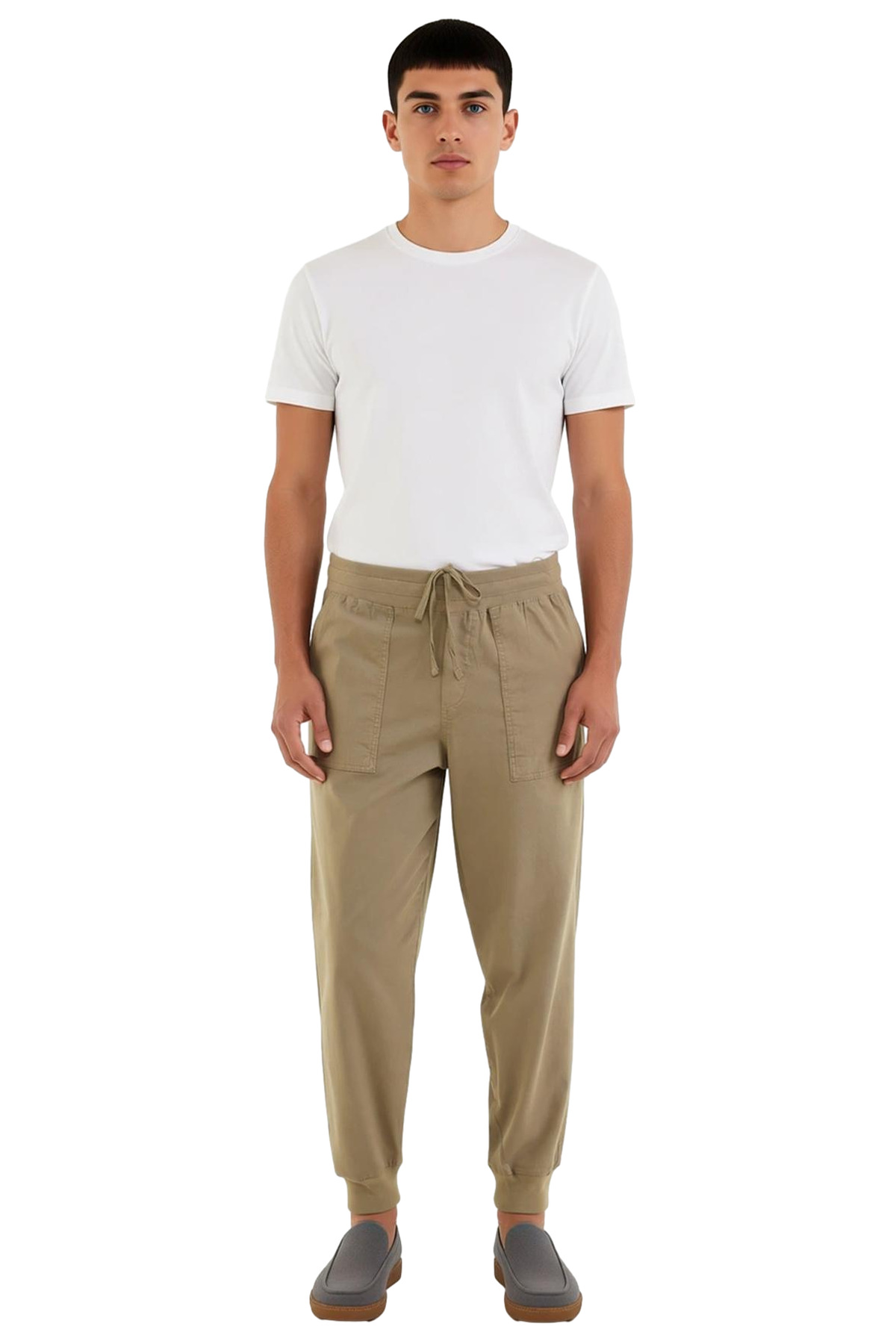 Erkek Moda Jogger Pantolon Gabardin Kumaş Rahat Lastikli Paça Günlük Kombinler Kullanım