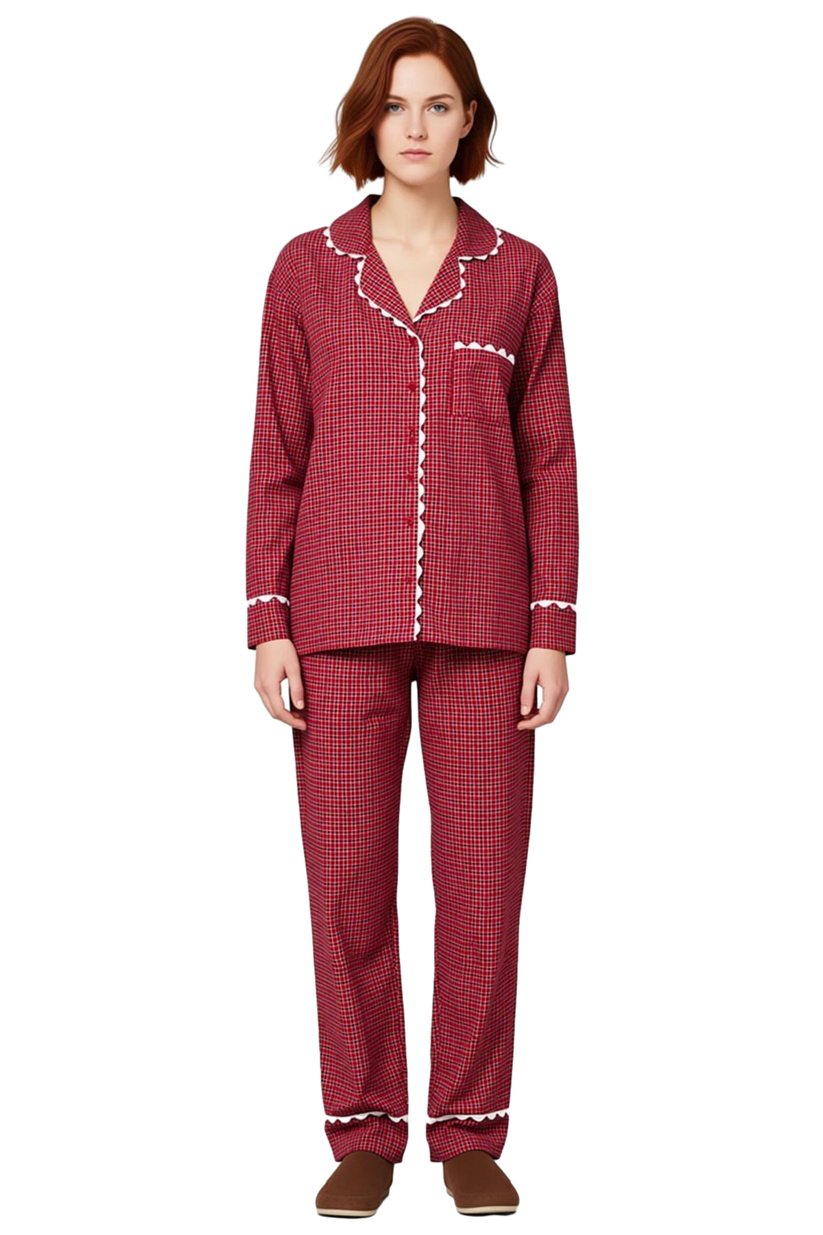 Kadın Kareli Viskon Pijama Takımı Fonksiyonel Dayanıklı Kaliteli Konforlu Estetik Premium Şık