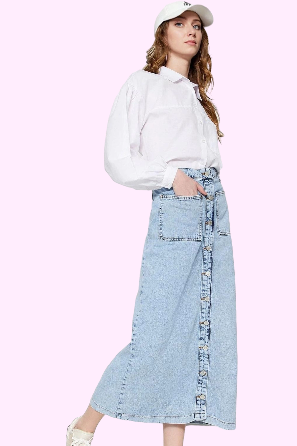 Kadın Maxi Denim Kot Etek Yüksek Bel Pamuklu Günlük Şıklık Hafta Sonu Yaz Aylarının Vazgeçilmezi