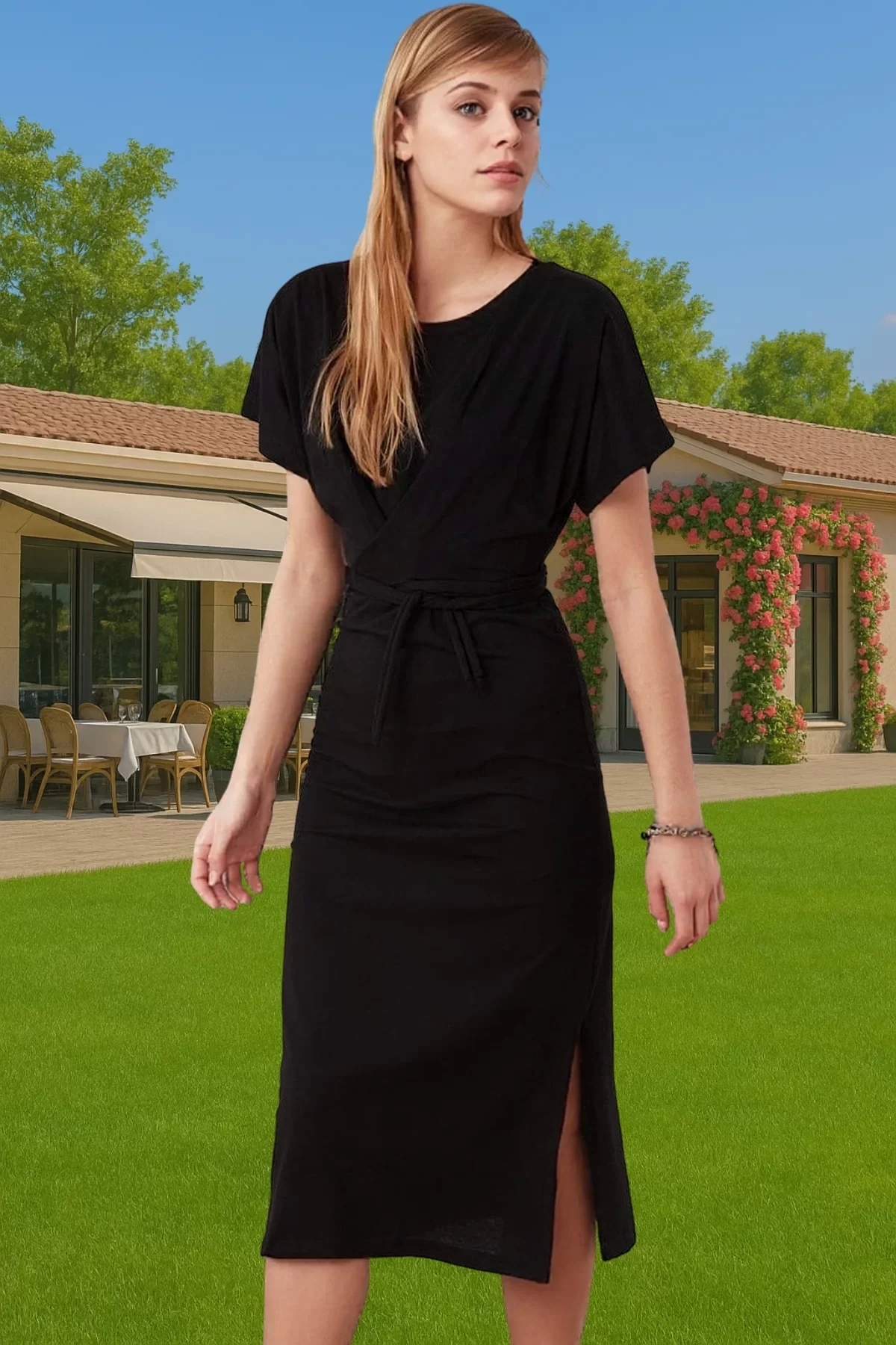 Kadın Midi Elbise Pamuk Örme Kumaş Bodycon Kalıp Günlük Stil Hafta Sonu Yaz Aylarının Vazgeçilmezi