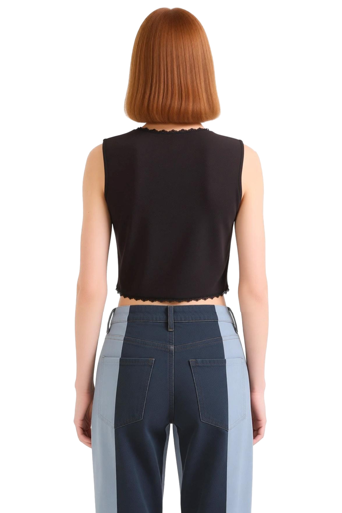 Fitted Vücuda Oturan Crop Bluz Dantel Detay Yazlık Pamuklu Dayanıklı Malzeme Rahat Ve Şık