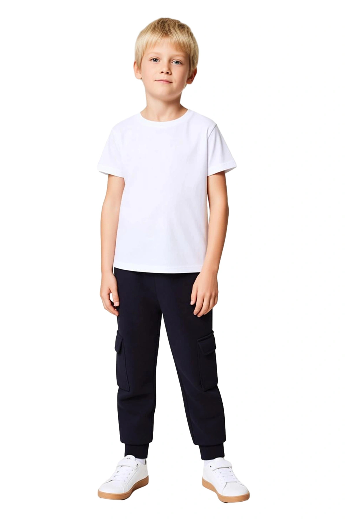 Rahat Erkek Çocuk Alt-Üst Pamuklu T Shirt ve Jogger Pantolon Takımı Kaliteli Şık Rahat