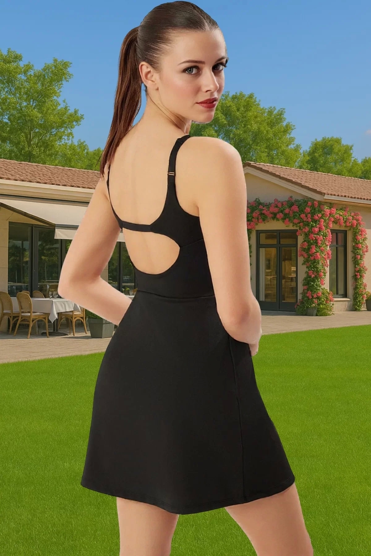 Kadın Örme Shift Elbise İnce Askılı Kare Yaka Yazlık Kısa Spor Günlük Kullanım Özel Günler