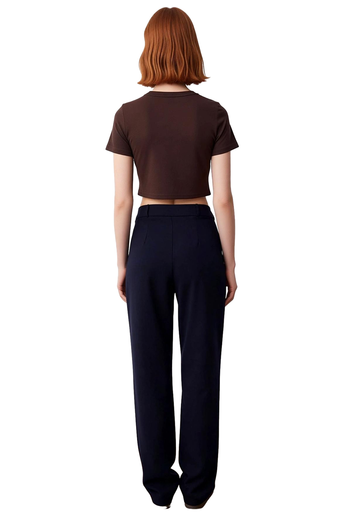 Kadın Moda Geniş Paça Pileli Dokuma Pantolon Yüksek Bel Casual Günlük Yazlık Kullanım