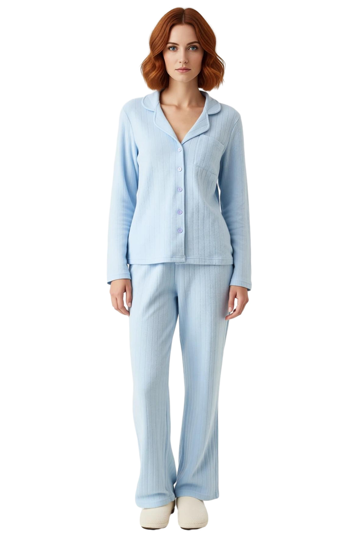 Kadın Fitilli Gömlek Pantolon Pijama Takımı Fonksiyonel Dayanıklı Kaliteli Konforlu Modern