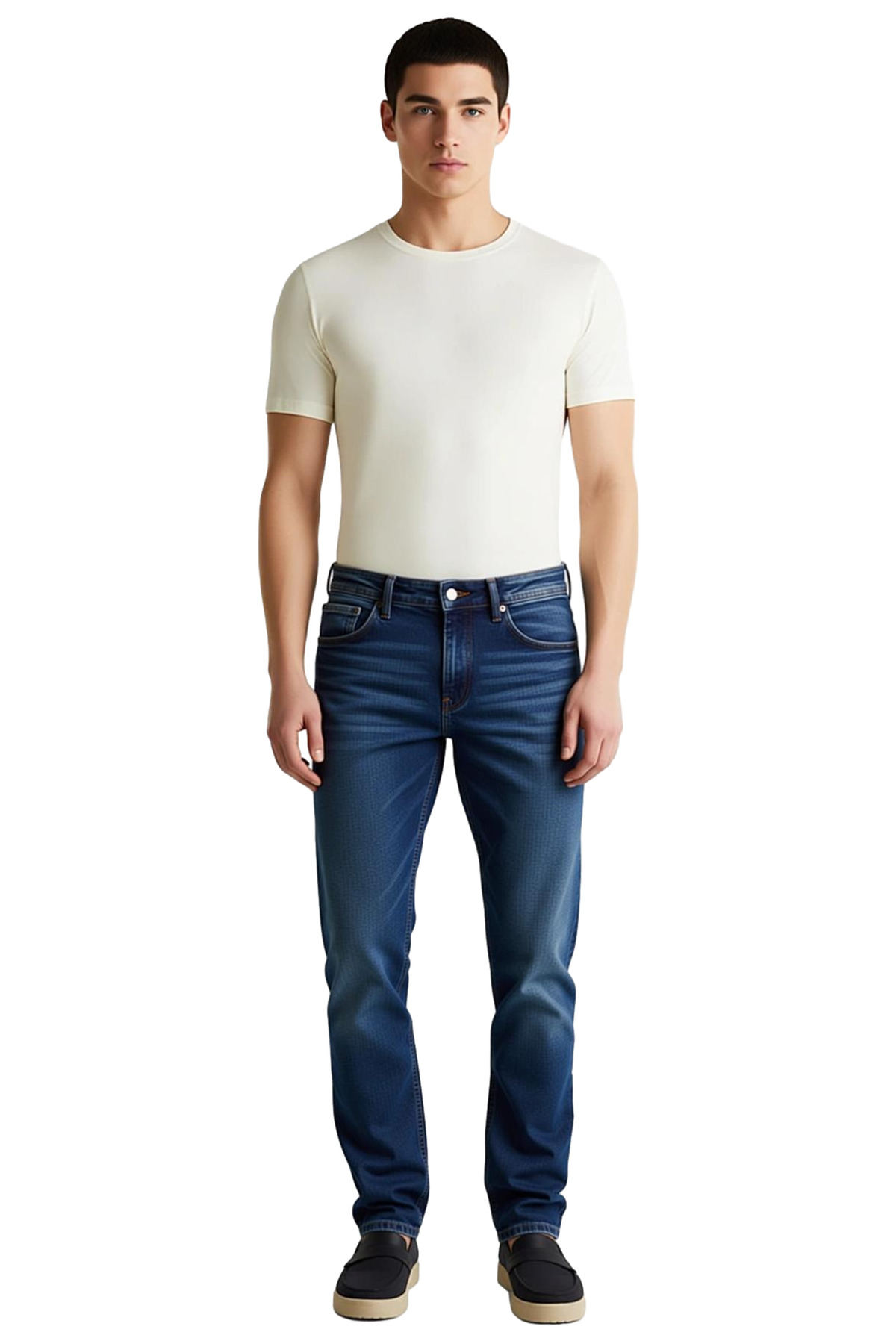 Erkek Moda Skinny Dar Kesim Jeans Kot Pantolon Comfort Dokuma Günlük Kullanım Dayanıklı Malzeme