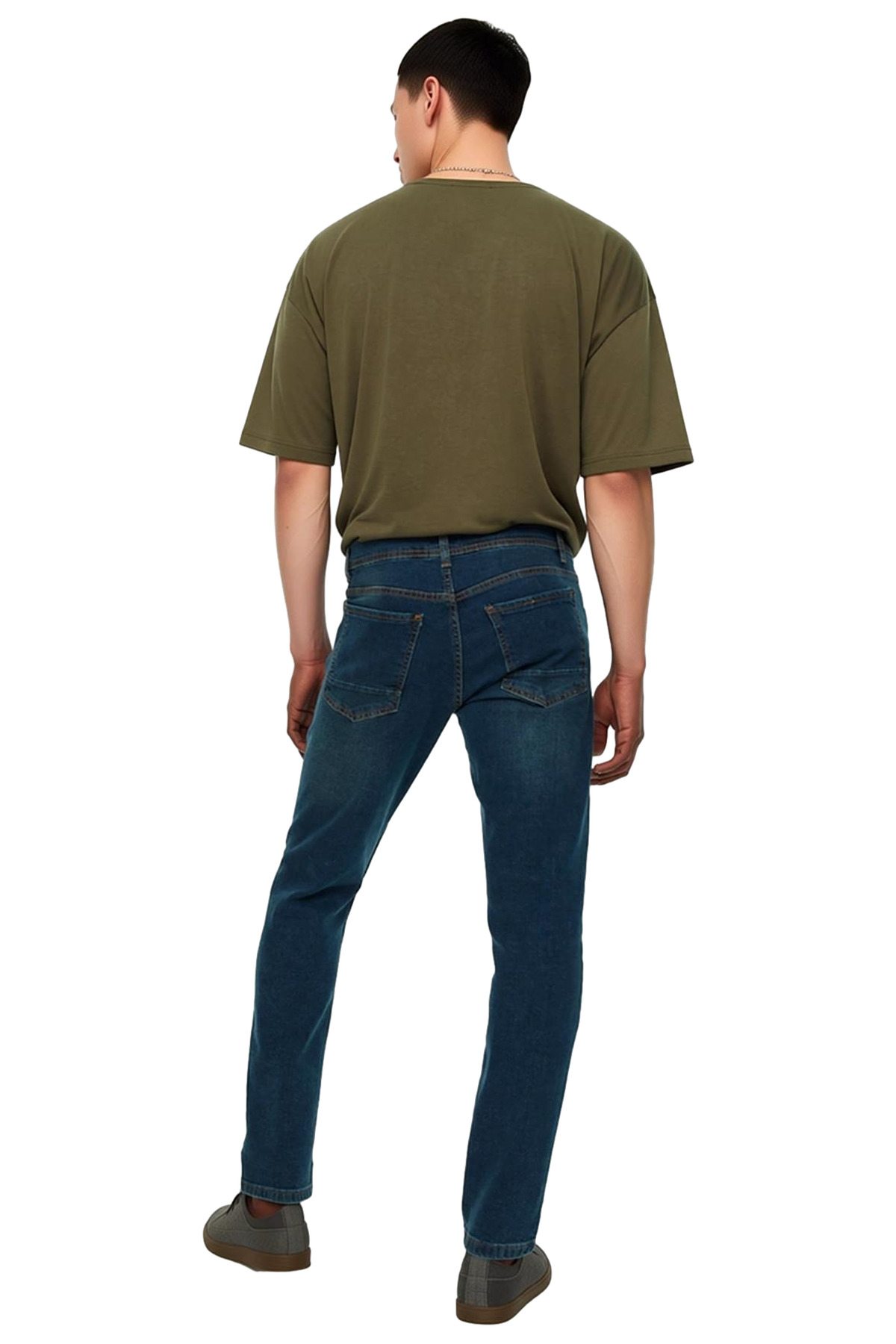 Erkek Moda Skinny Dar Kesim Jeans Kot Pantolon Comfort Dokuma Günlük Kullanım Dayanıklı Malzeme