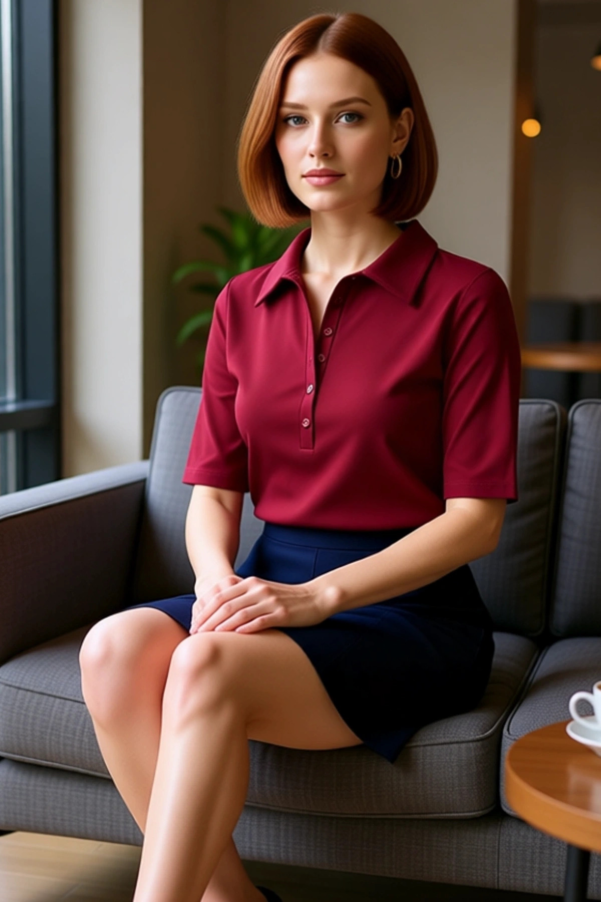 Melanj Polo Yaka Truvakar Kol Fitted Pamuklu Bluz Özel Tasarım Trend Özenle Seçilmiş