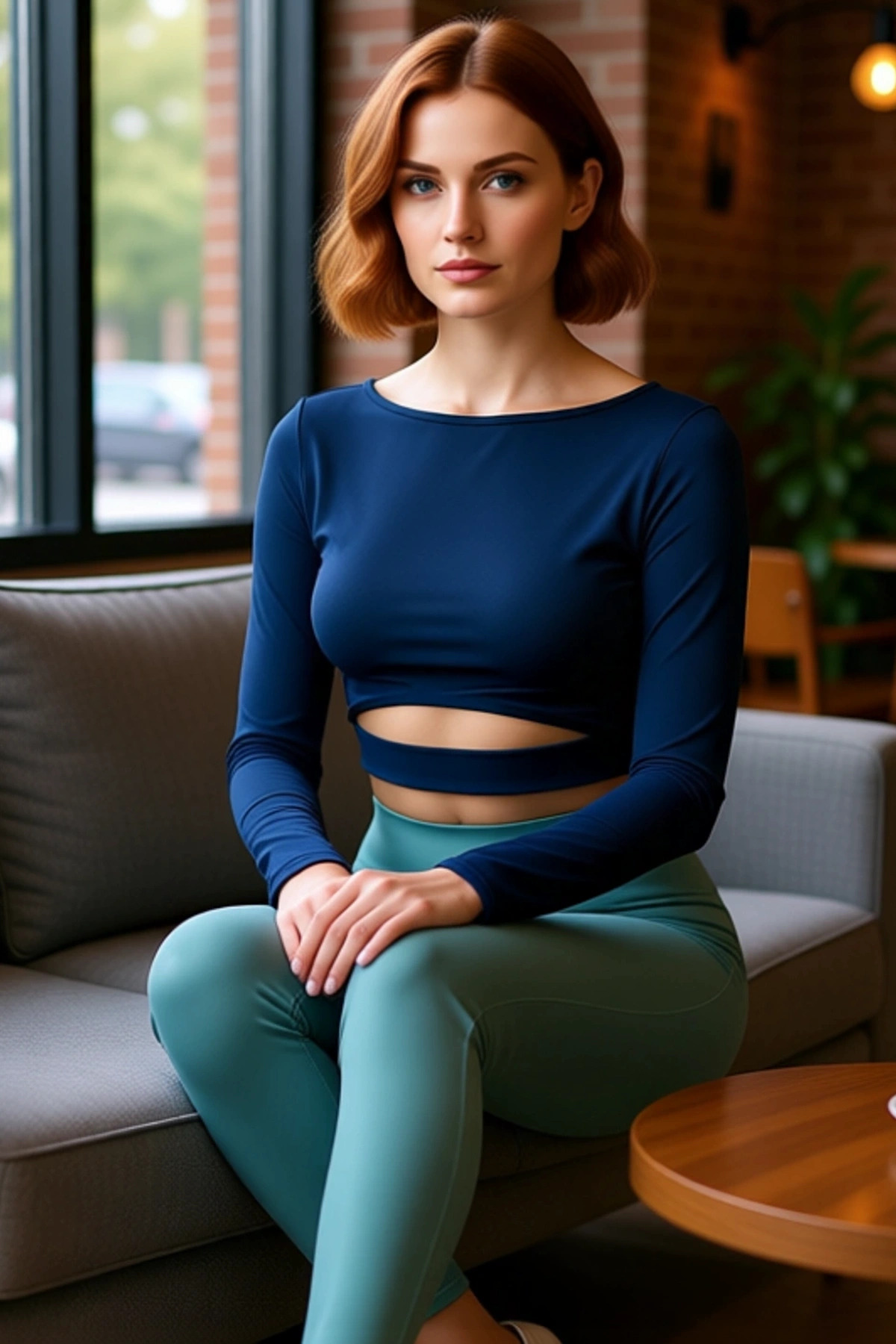 Kadın Bordo Crop Uzun Kollu Bisiklet Yaka Spor Bluz Pencere Detaylı ve Baş Parmak Delikli Kaliteli