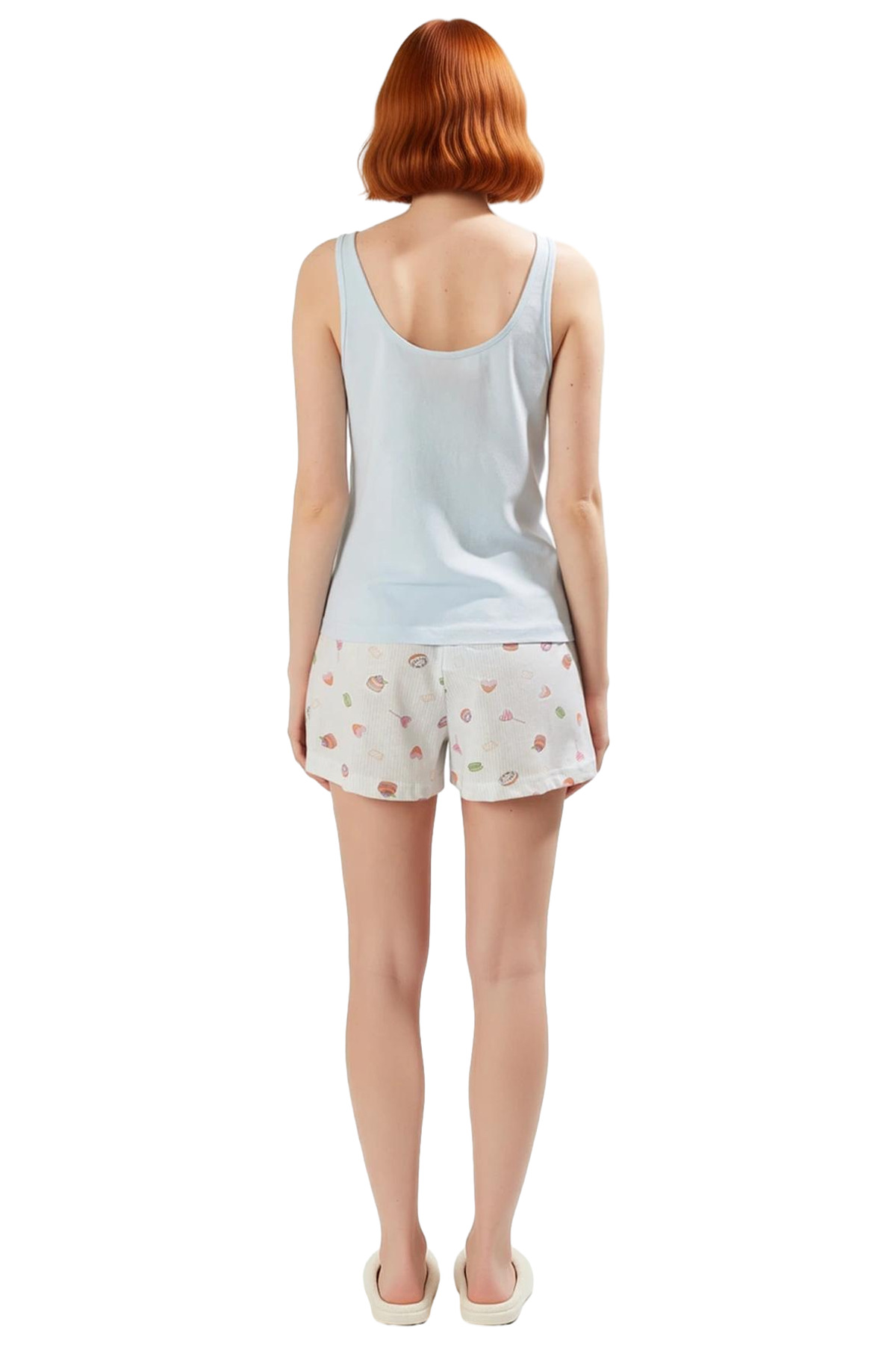 Kadın Pamuklu Pijama Takımı Rahat Kalıp Yazlık Atlet Şort Seçkin Malzeme Kullanım