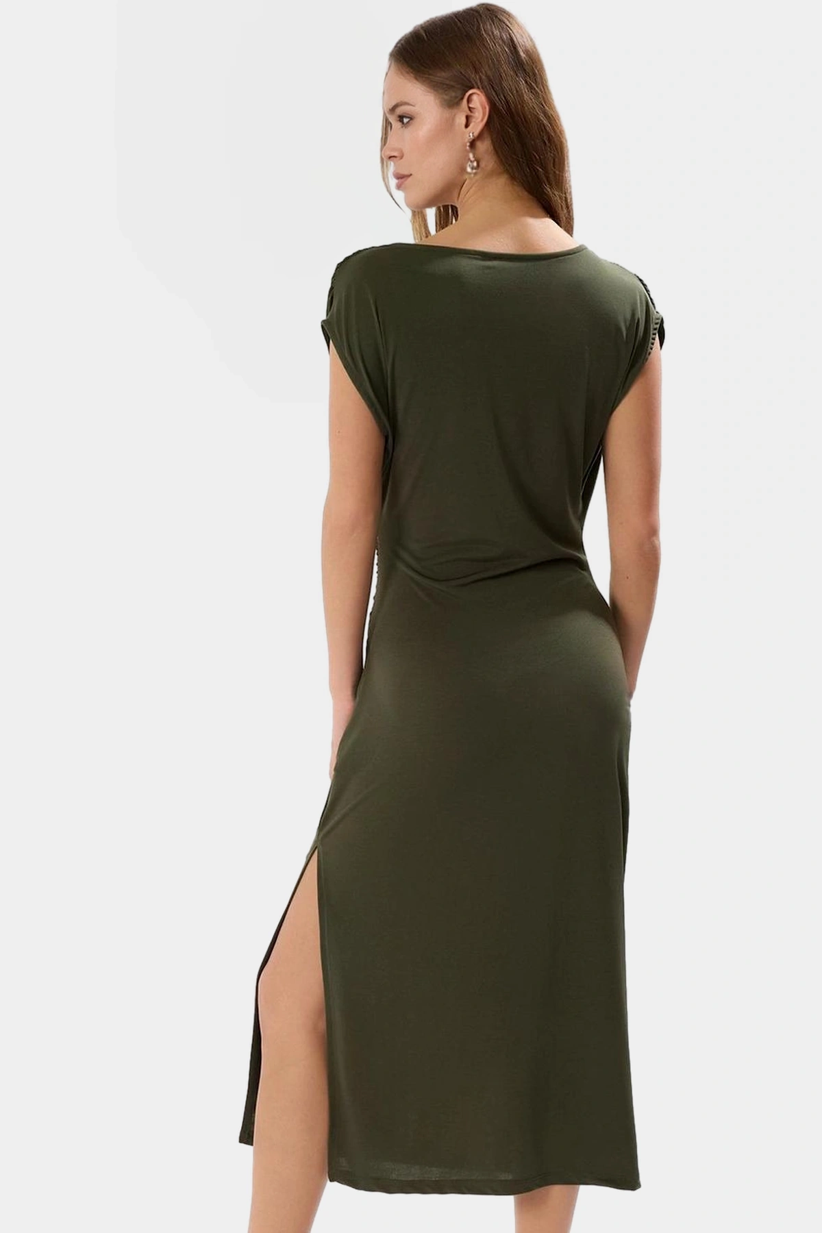 Kadın Örme Midi Elbise Bodycon Kalıp Kruvaze Yaka Yazlık Günlük Kullanım Dayanıklı Malzeme