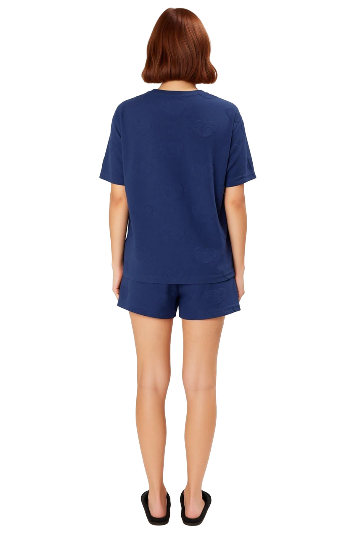 Kadın Kalpli Desenli Pamuklu Pijama Takımı Seçkin Malzeme Trend Tasarım