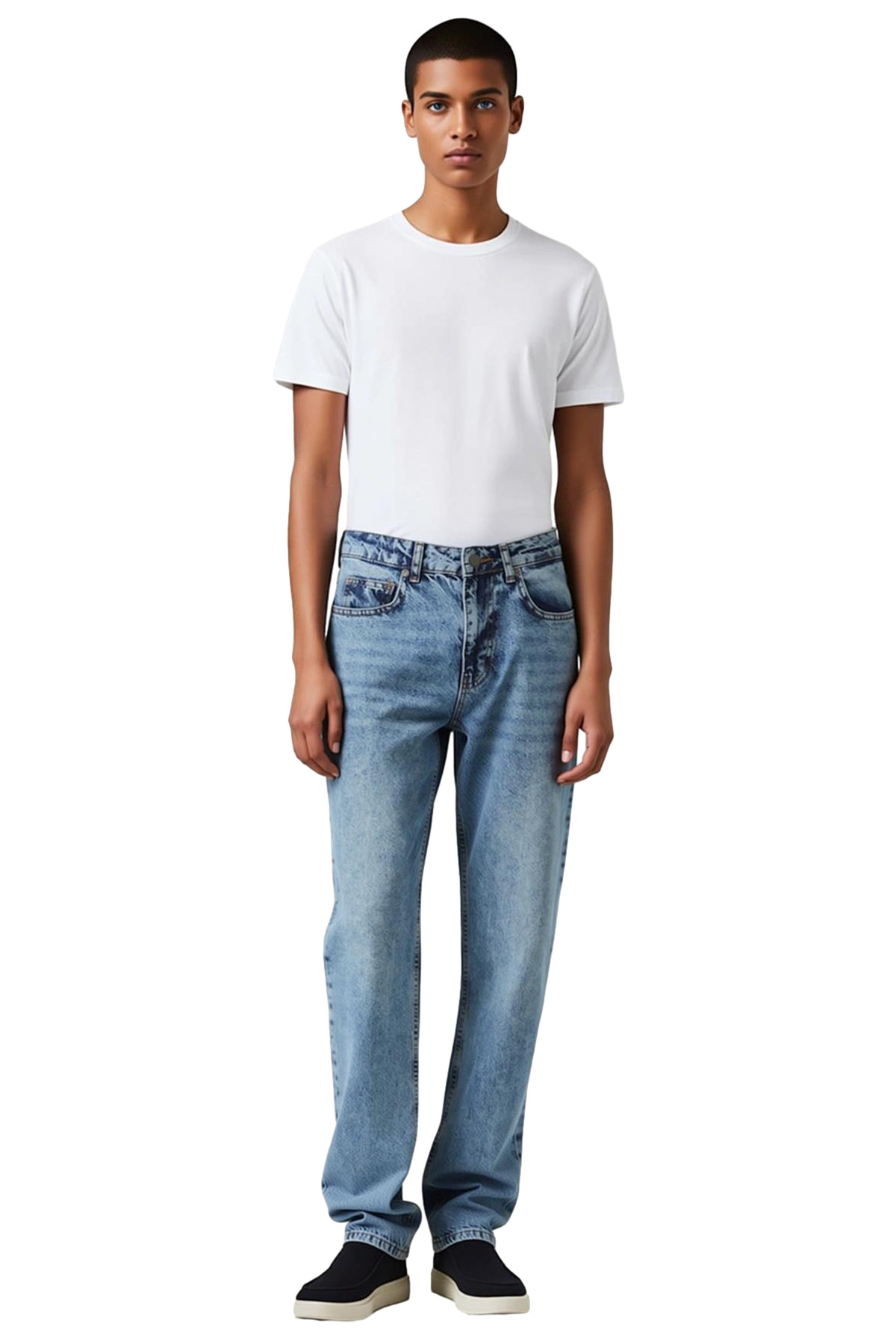 Erkek Moda Straight Fit Denim Pantolon Yüksek Bel Uzun Boy Pamuk Günlük Kullanım Modern Tasarım