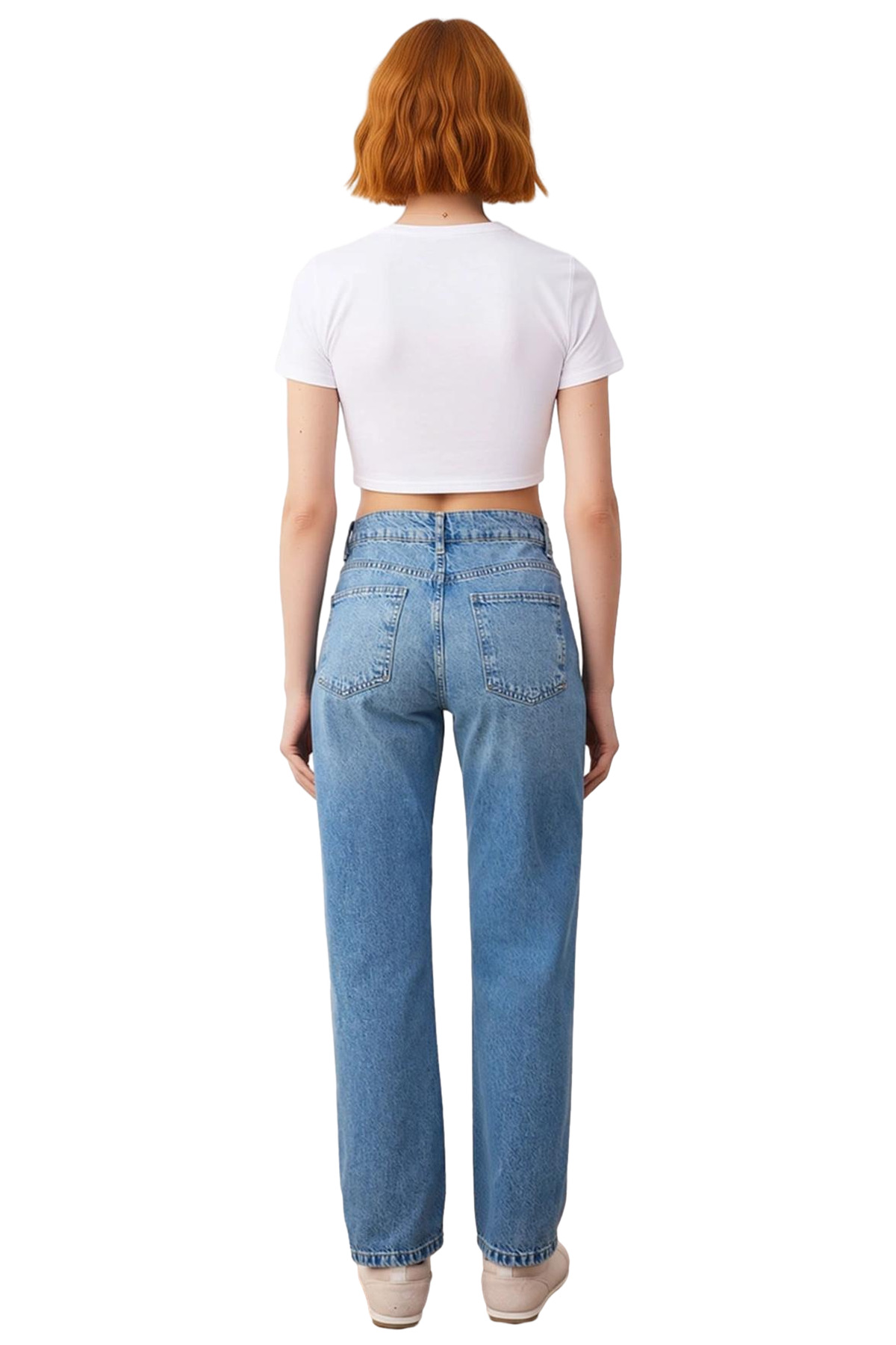 Kadın Straight Kesim Denim Pantolon Günlük Kullanım İçin Fonksiyonel Dayanıklı Kaliteli Şık