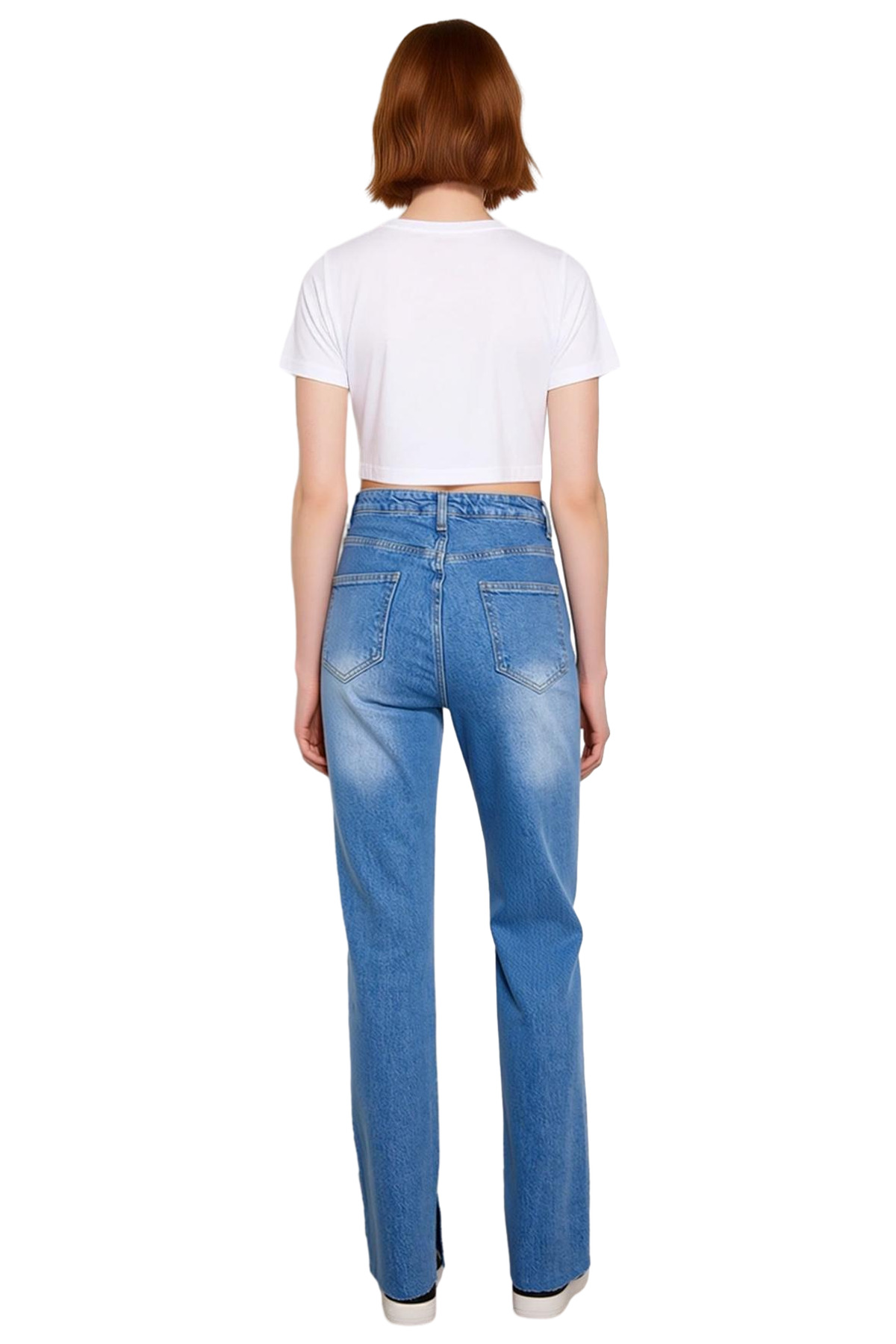Kadın Moda Yüksek Bel Flare Jean 5 Cep Detaylı Pamuk Günlük Kombinler Mevsimlik Kullanım