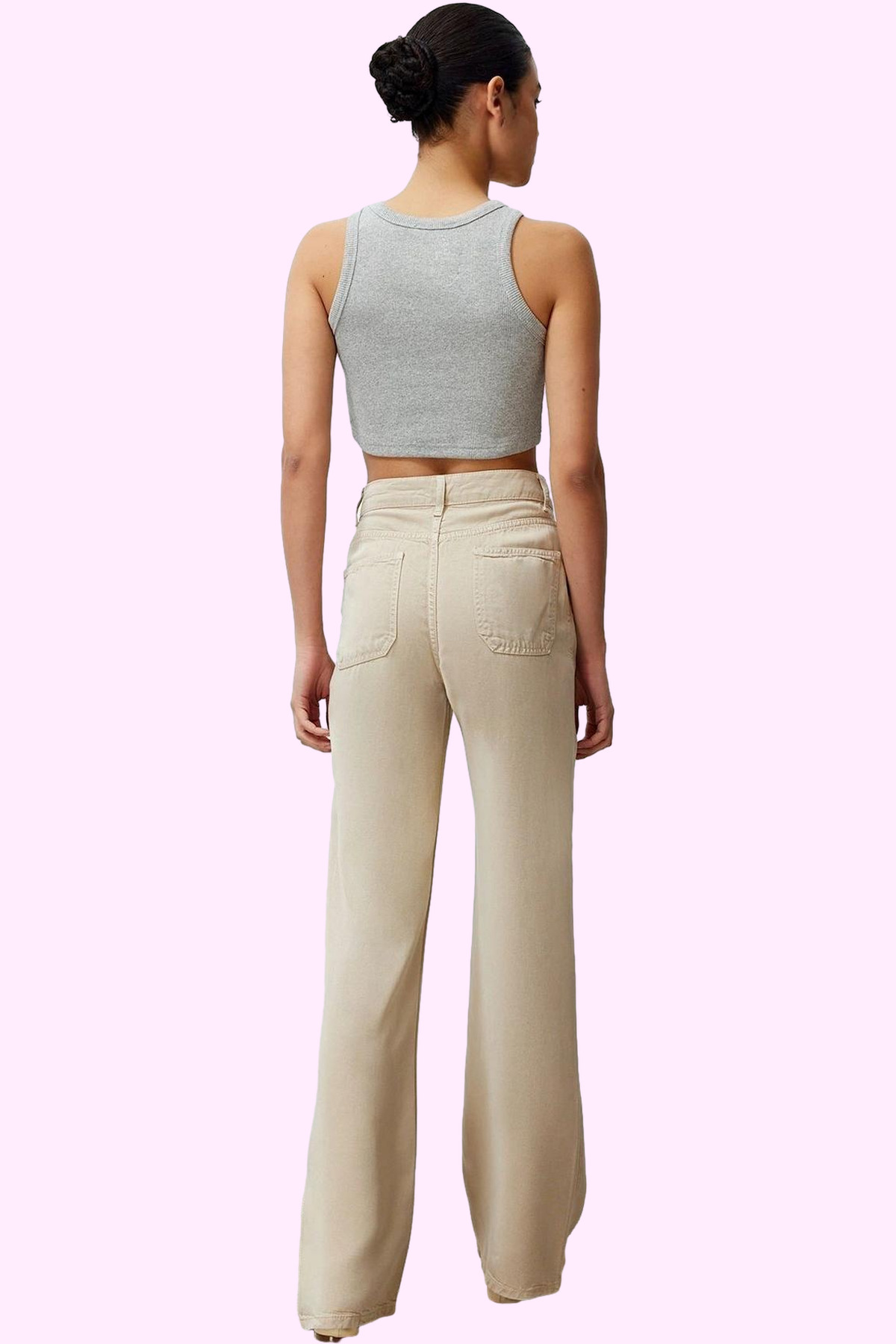 Kadın Moda Geniş Paça Uzun Boy Düşük Bel Wide Leg Jean 100% Liyosel Günlük Stil Kullanım