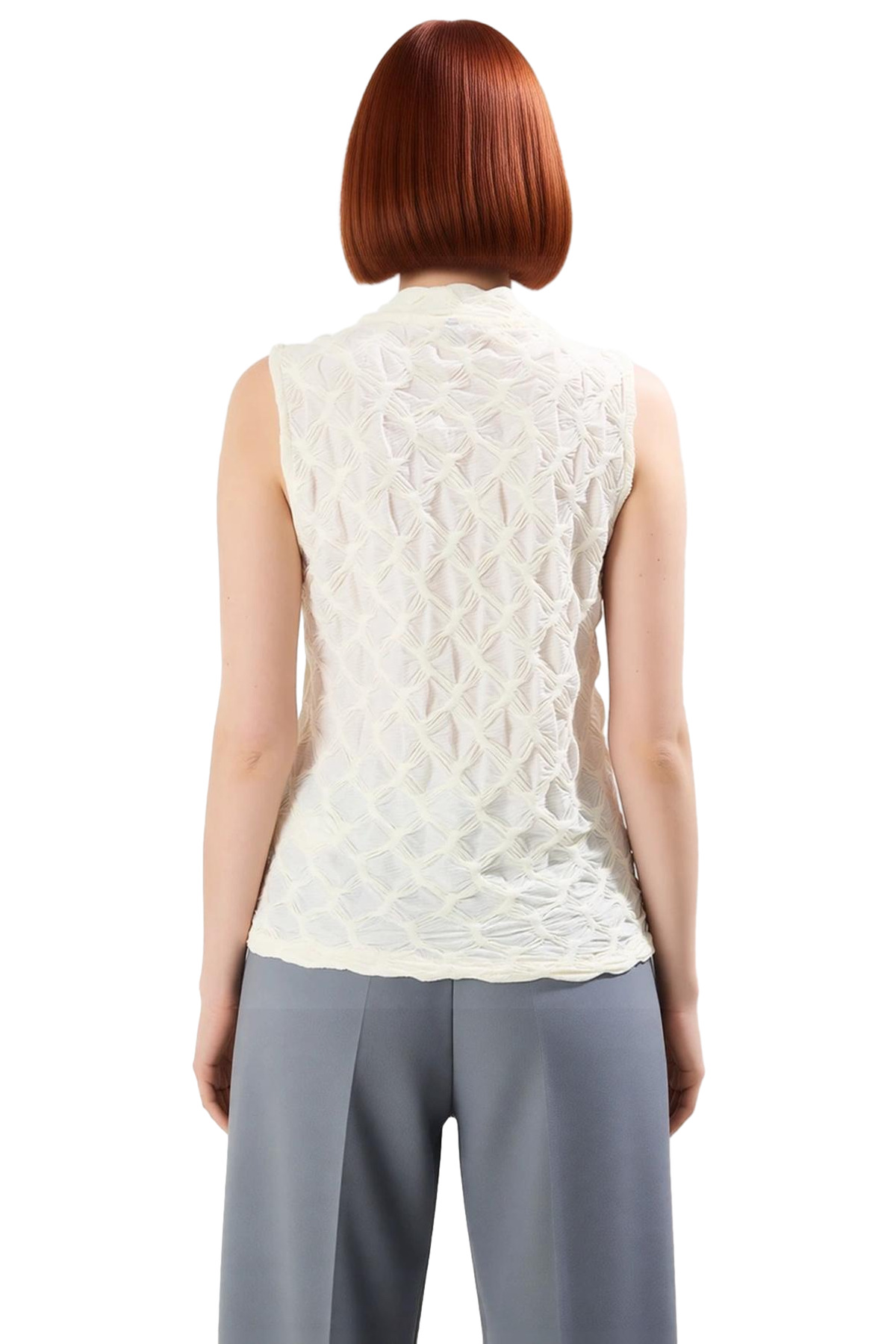 Gofre Dokulu Regular Bluz Yazlık Rahat Polyester Elastan Uzun Ömürlü Zarifane Tasarım