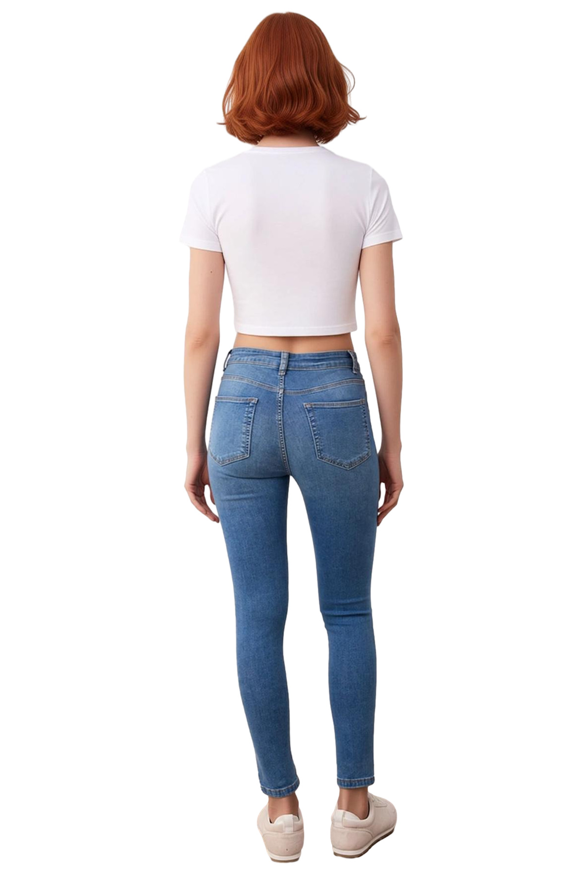 Kadın Yüksek Bel Skinny Jean Pantolon Fonksiyonel Dayanıklı Kaliteli Konforlu Estetik Spor